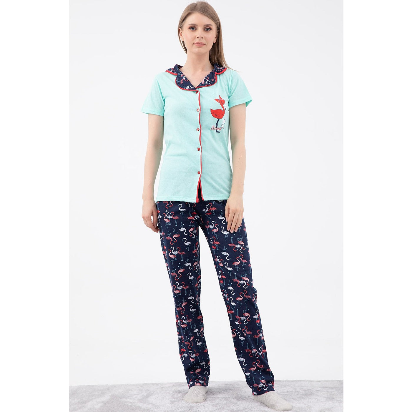 Mint Short Cuffed Pajamas Set | Montivo Pakistan