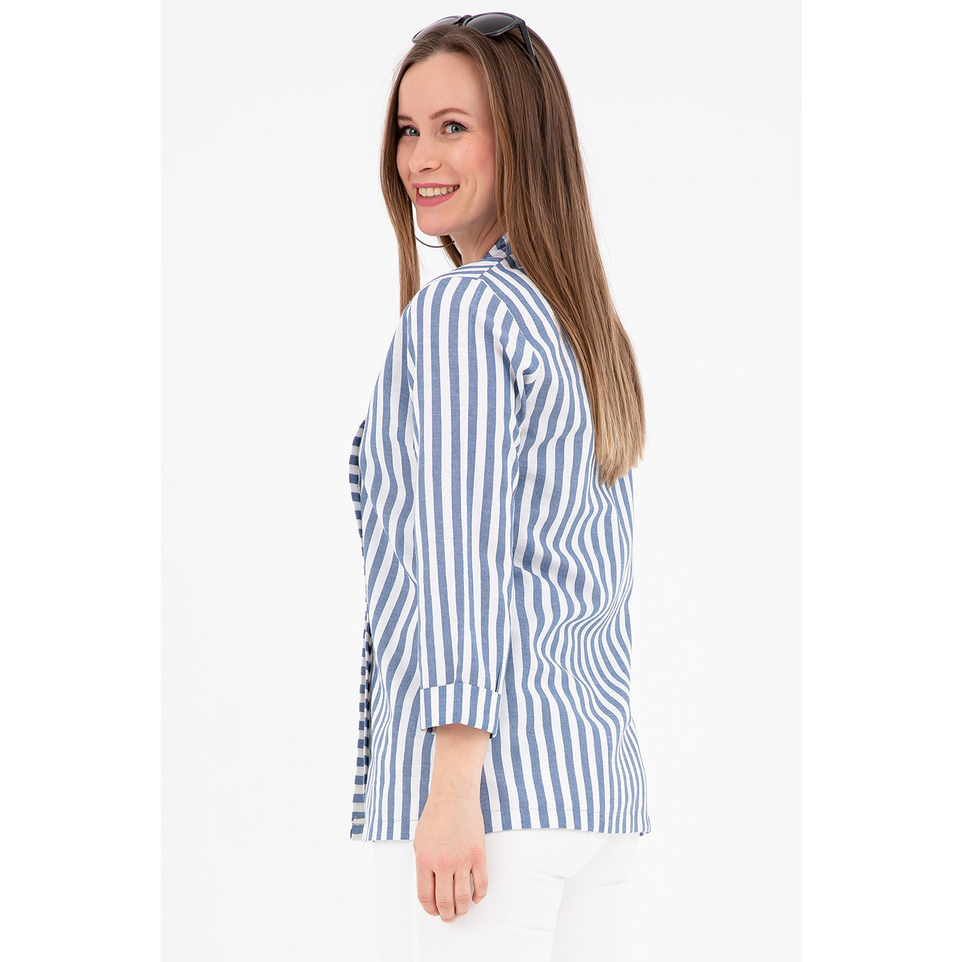 Blue Striped Shawl Jacket | Montivo Pakistan
