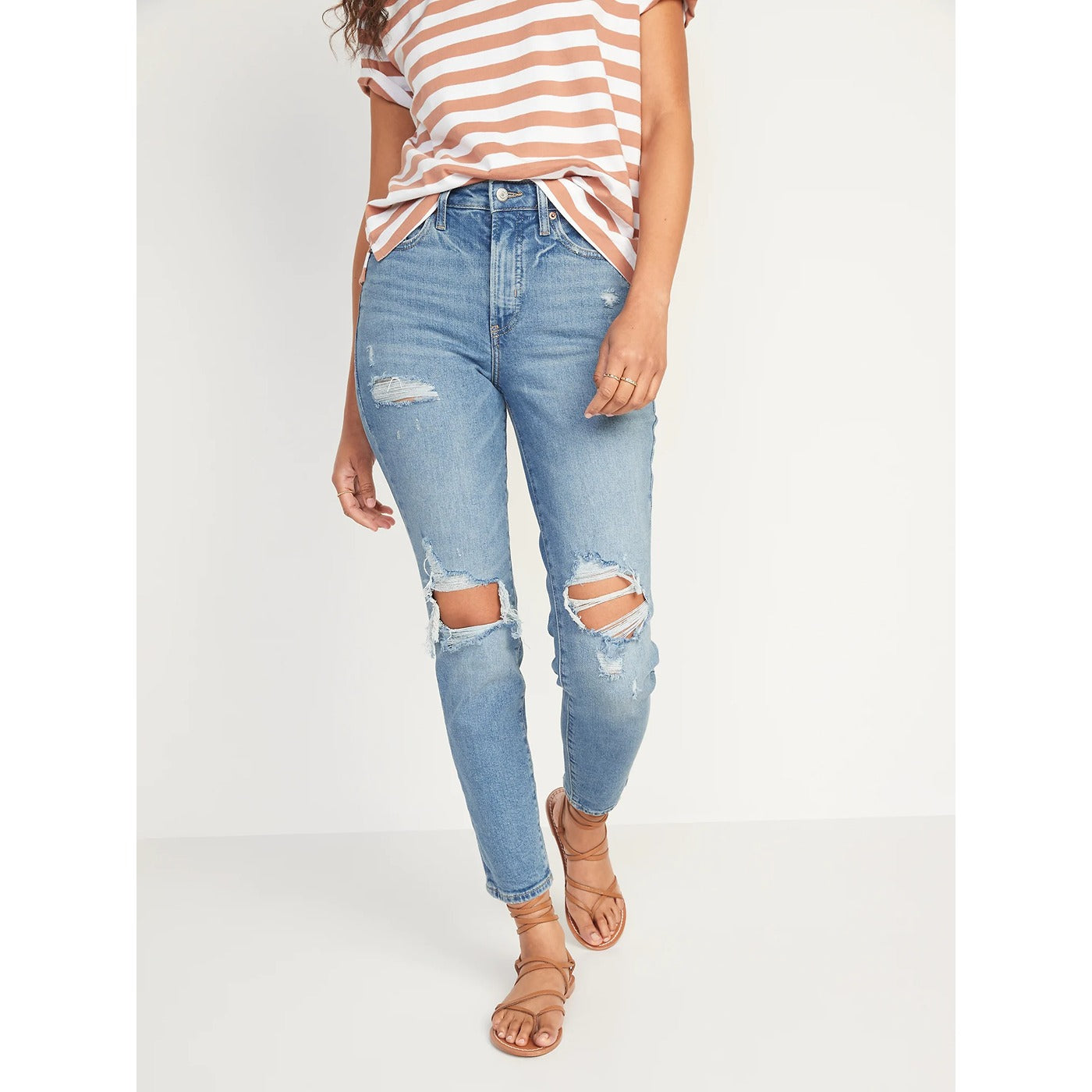 High-Waisted Straight Ripped Jeans | Montivo Pakistan