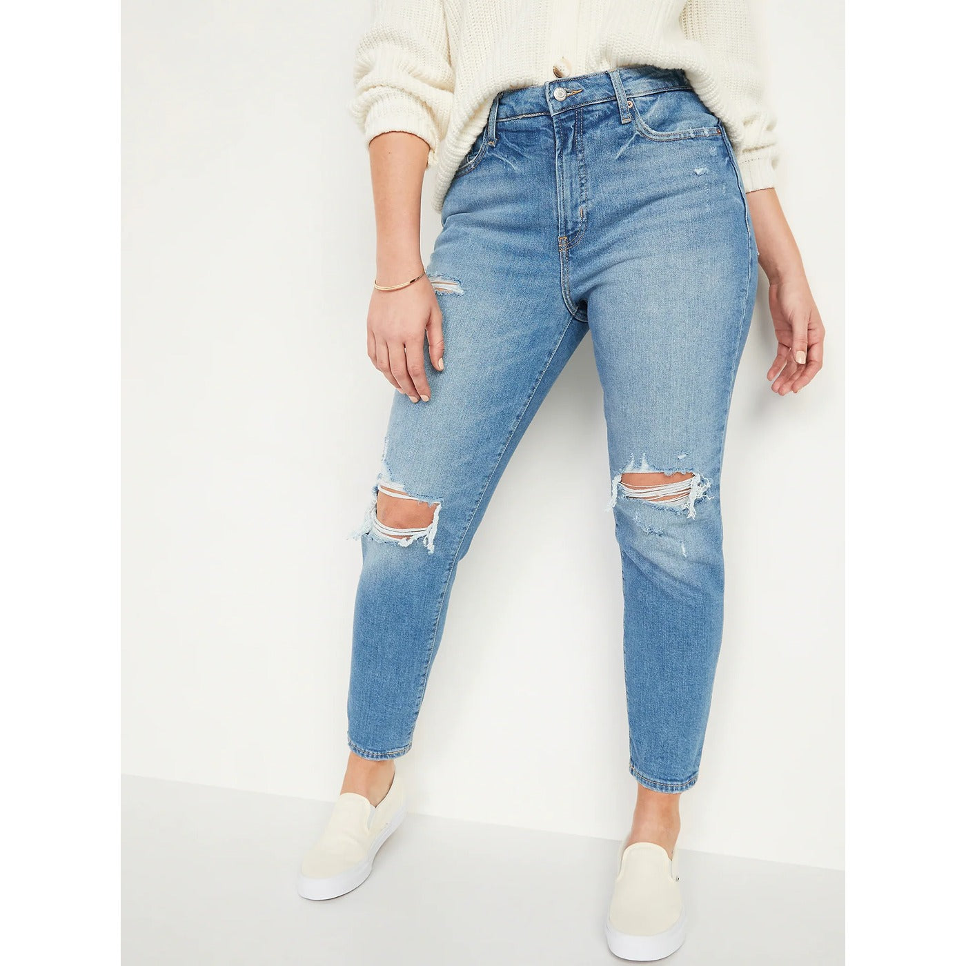 High-Waisted Straight Ripped Jeans | Montivo Pakistan