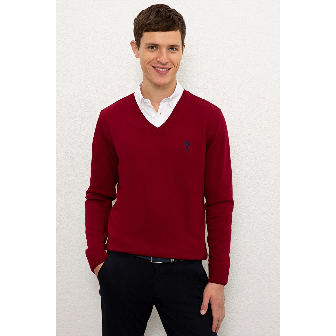 USP Red V-Neck Sweater | Montivo Pakistan
