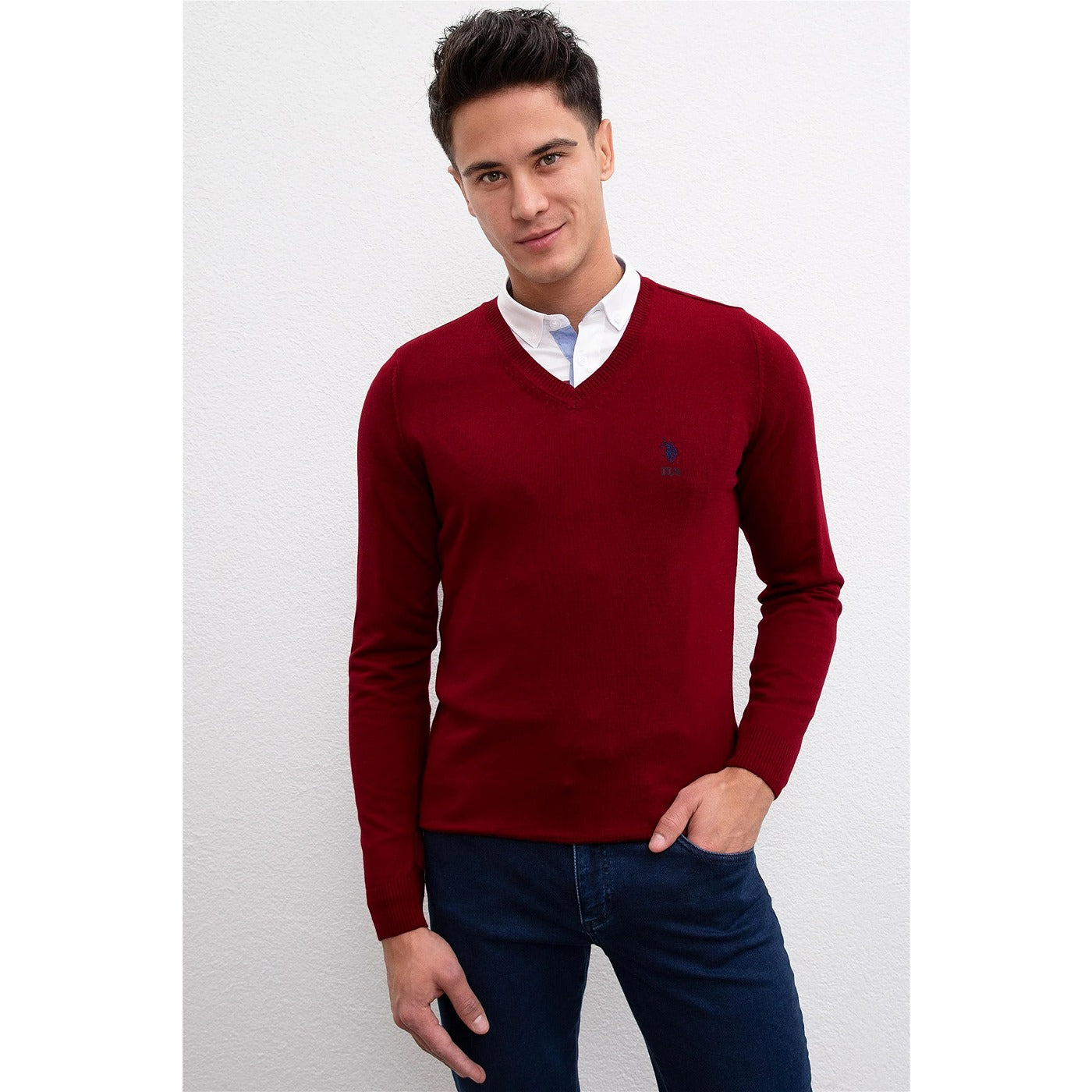 USP Maroon V-Neck Sweater | Montivo Pakistan