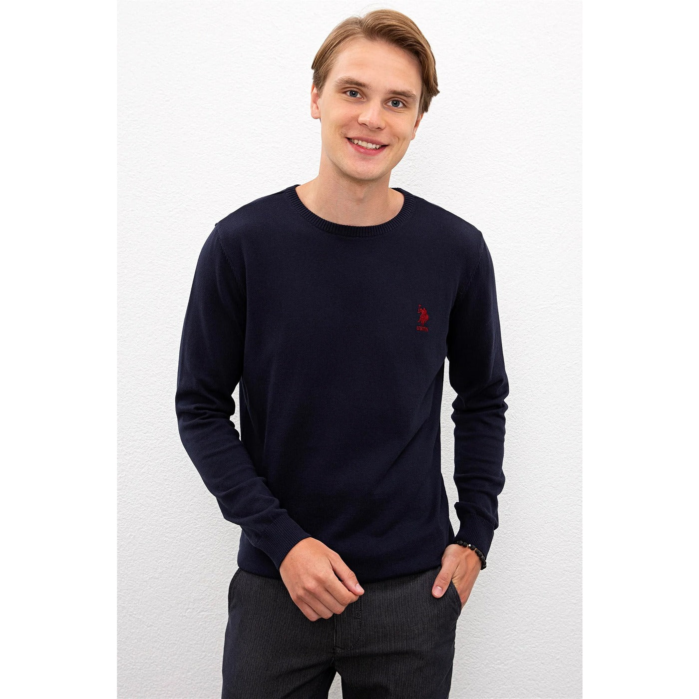 USP Navy Blue Crew Neck Sweater | Montivo Pakistan