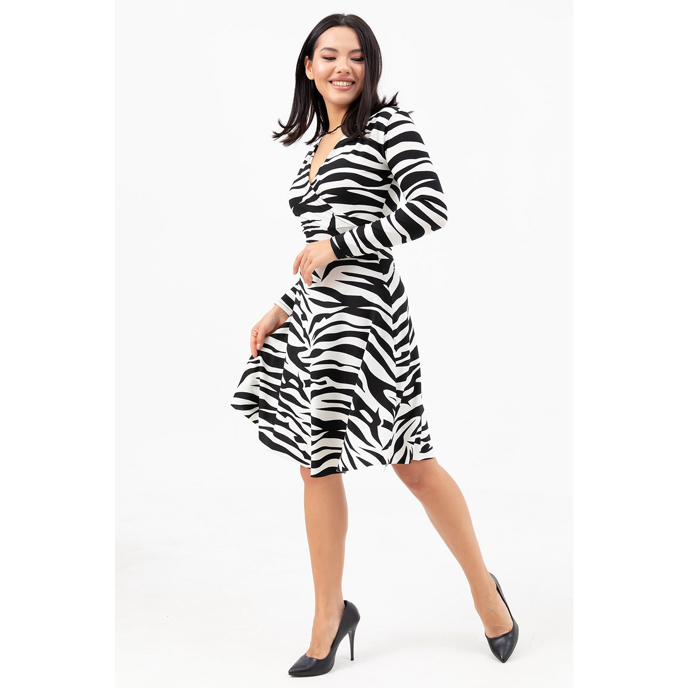 White Double Breasted Patterned Dress | Montivo Pakistan