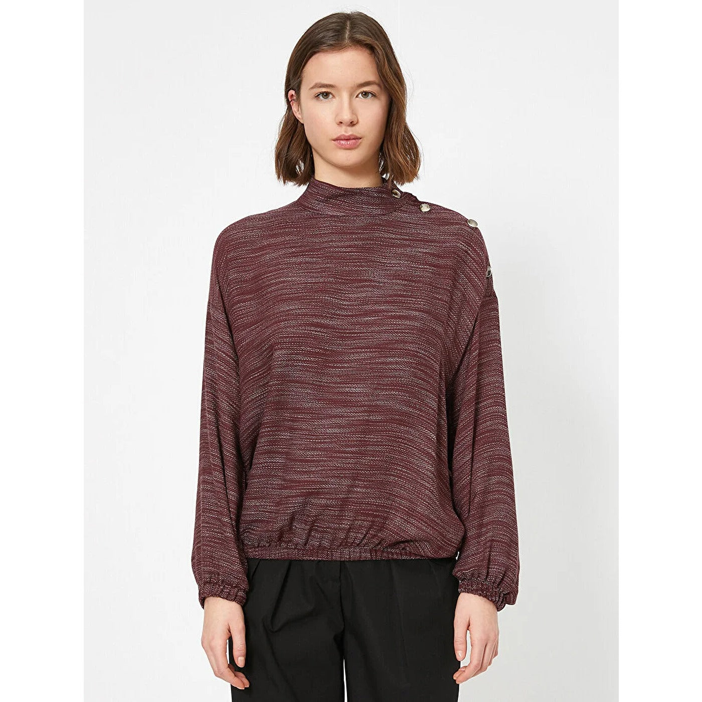 Bordeaux Button Detailed Blouse | Montivo Pakistan