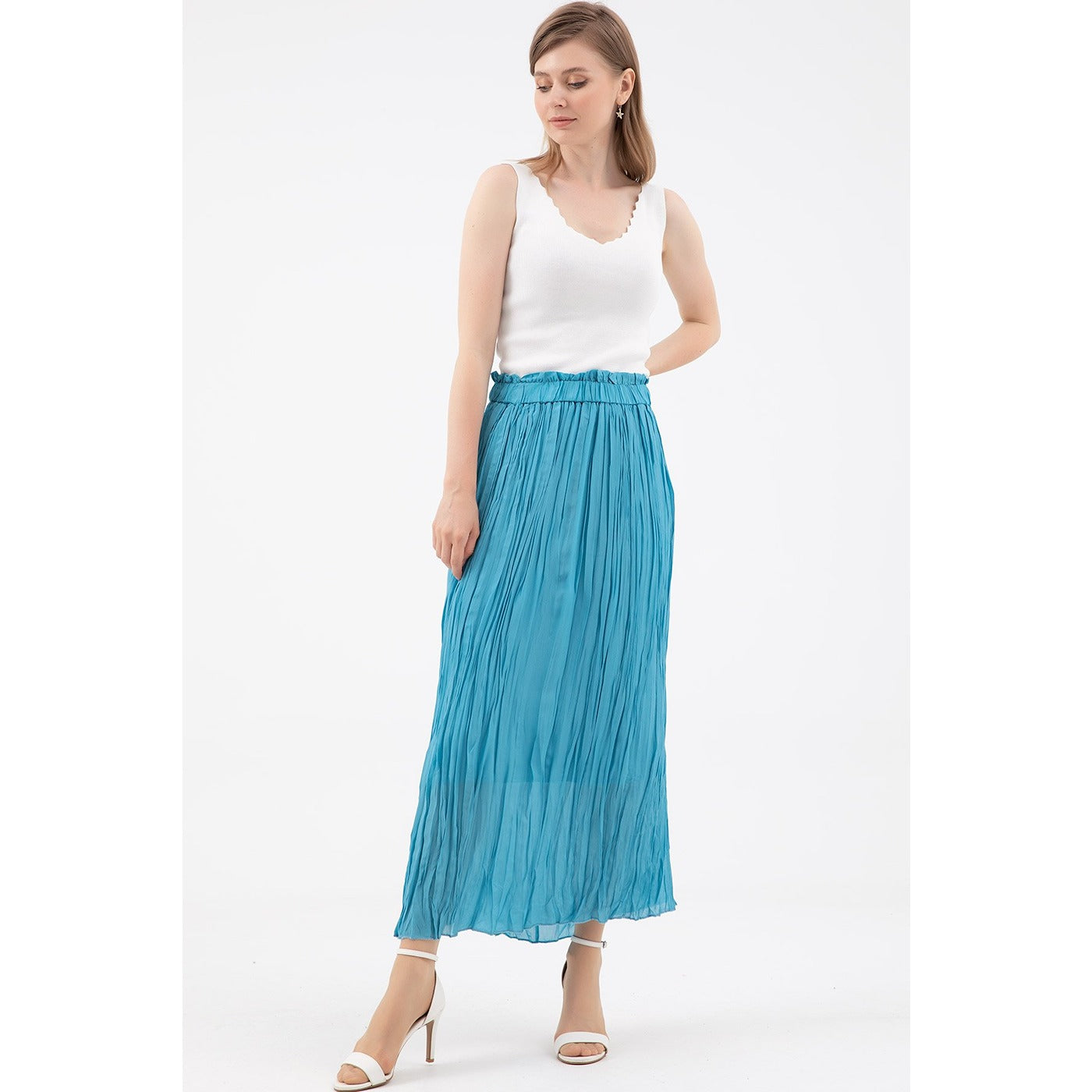 Blue Chiffon Pleated Skirt | Montivo Pakistan