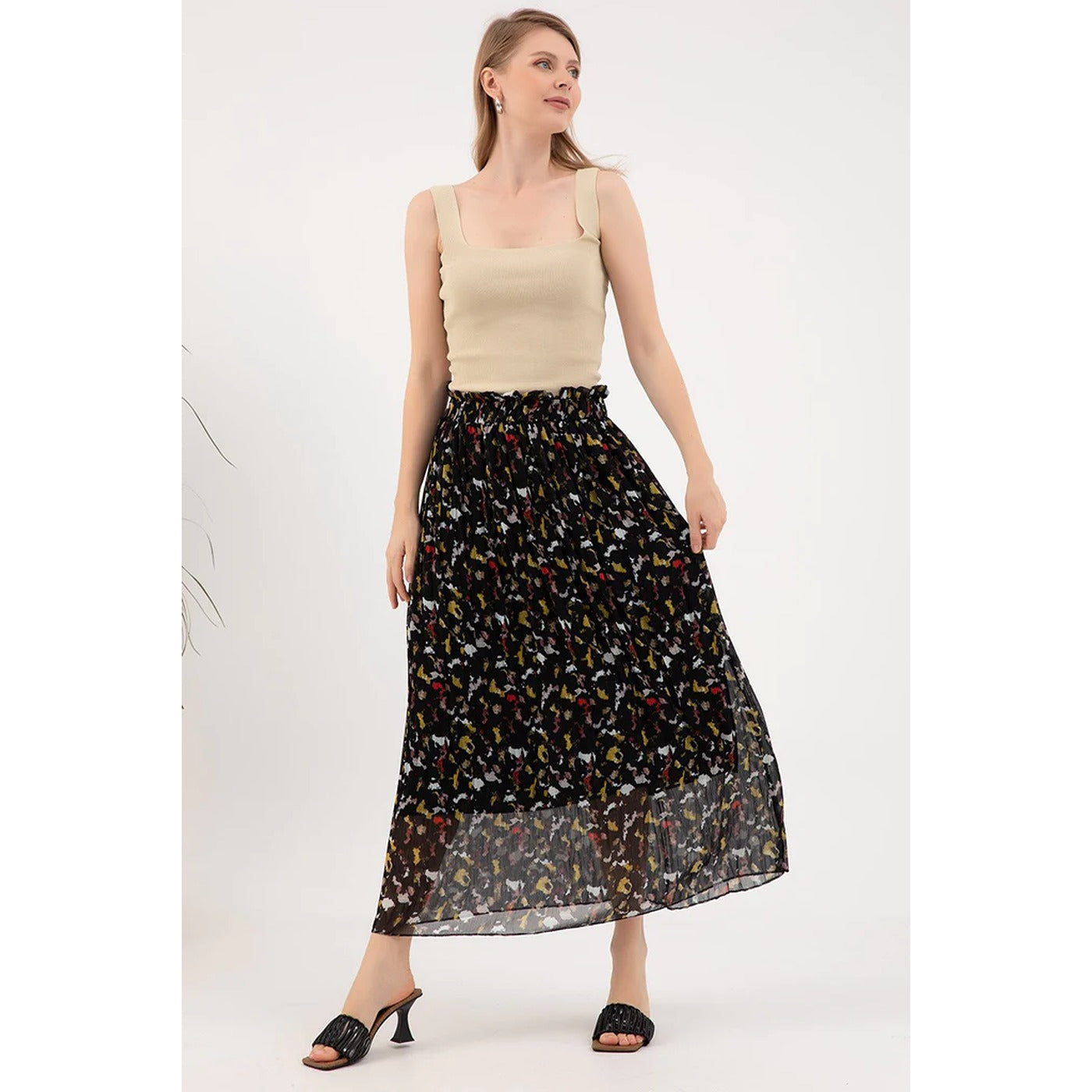 Black Chiffon Pleated Skirt | Montivo Pakistan