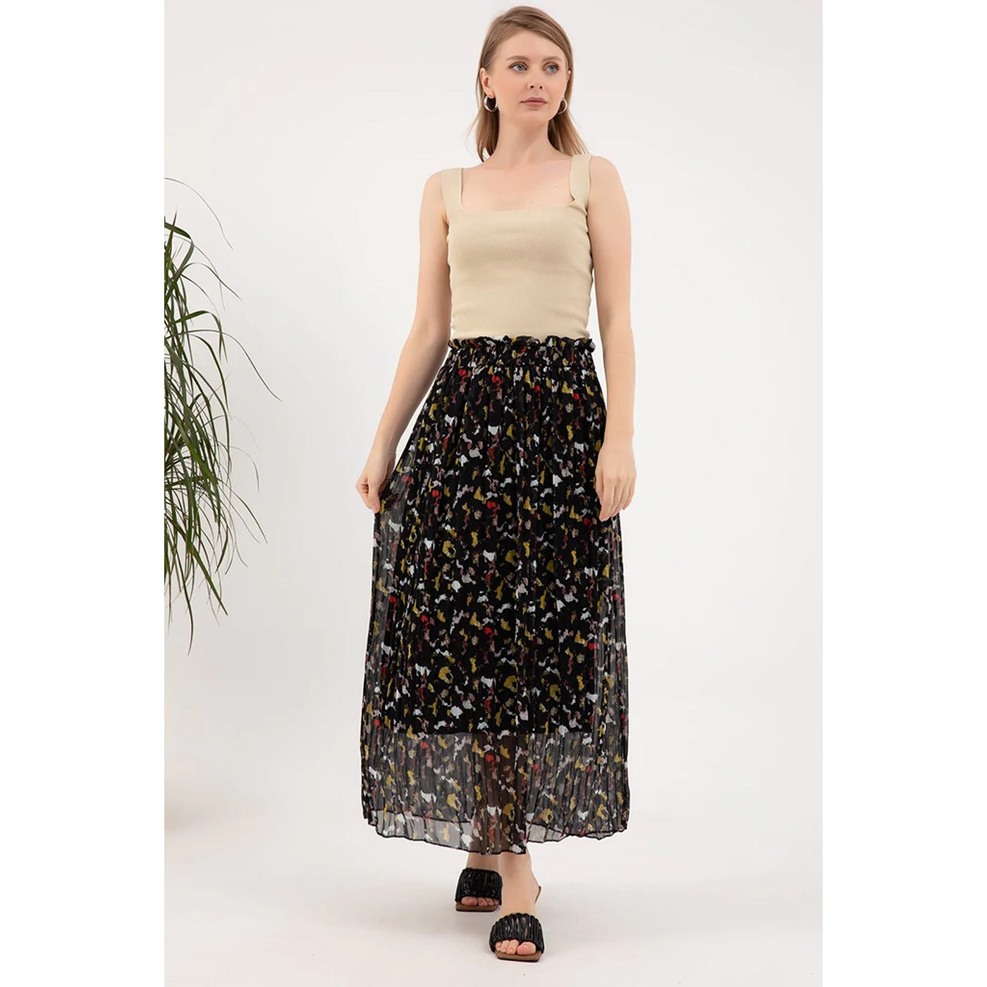 Black Chiffon Pleated Skirt | Montivo Pakistan