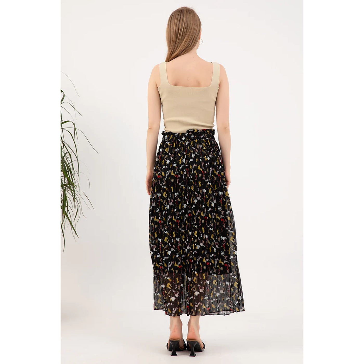 Black Chiffon Pleated Skirt | Montivo Pakistan