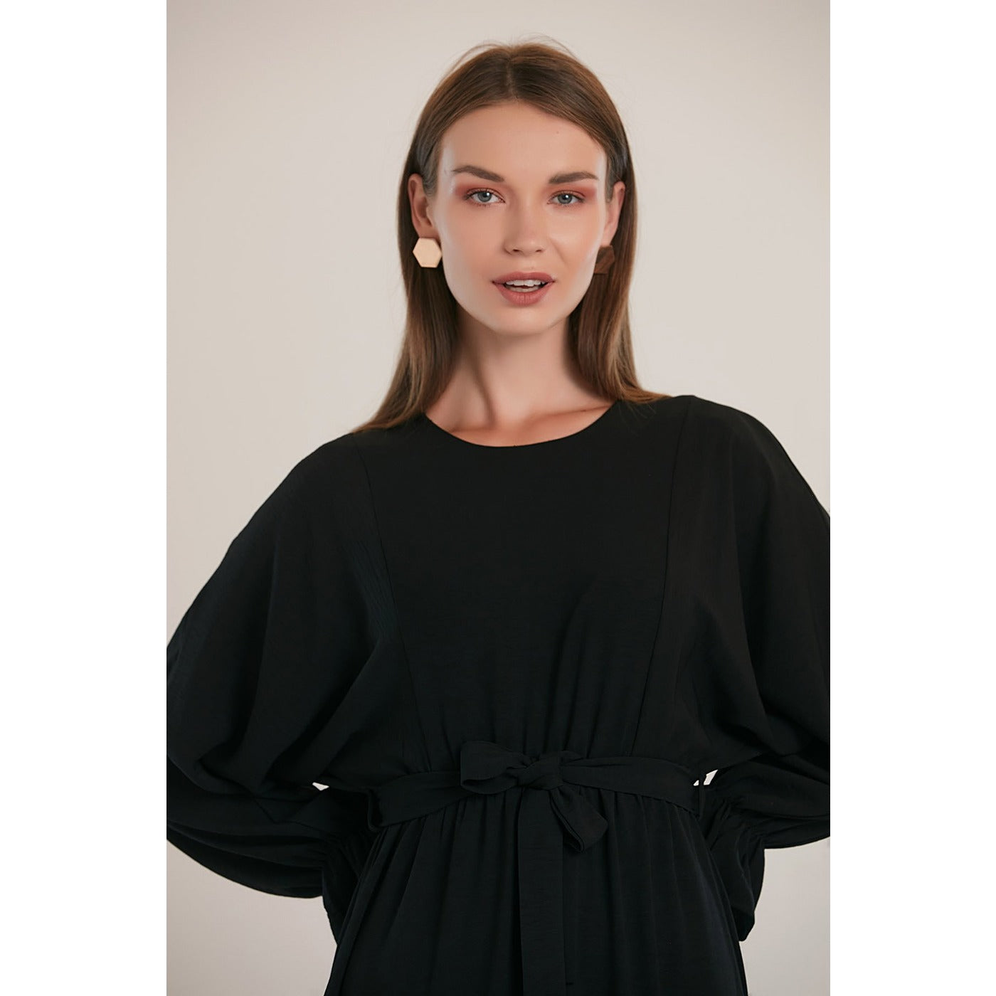 Black Elastic Loose Long Dress | Montivo Pakistan