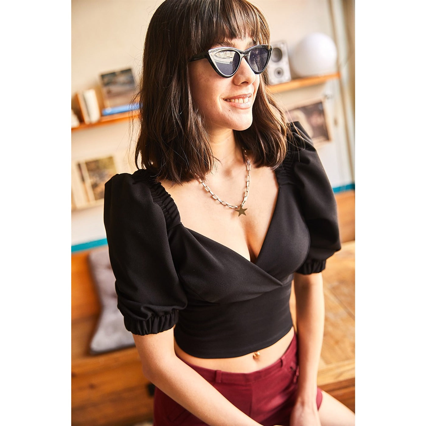 Double Breasted Sleeve Detailed Top | Montivo Pakistan