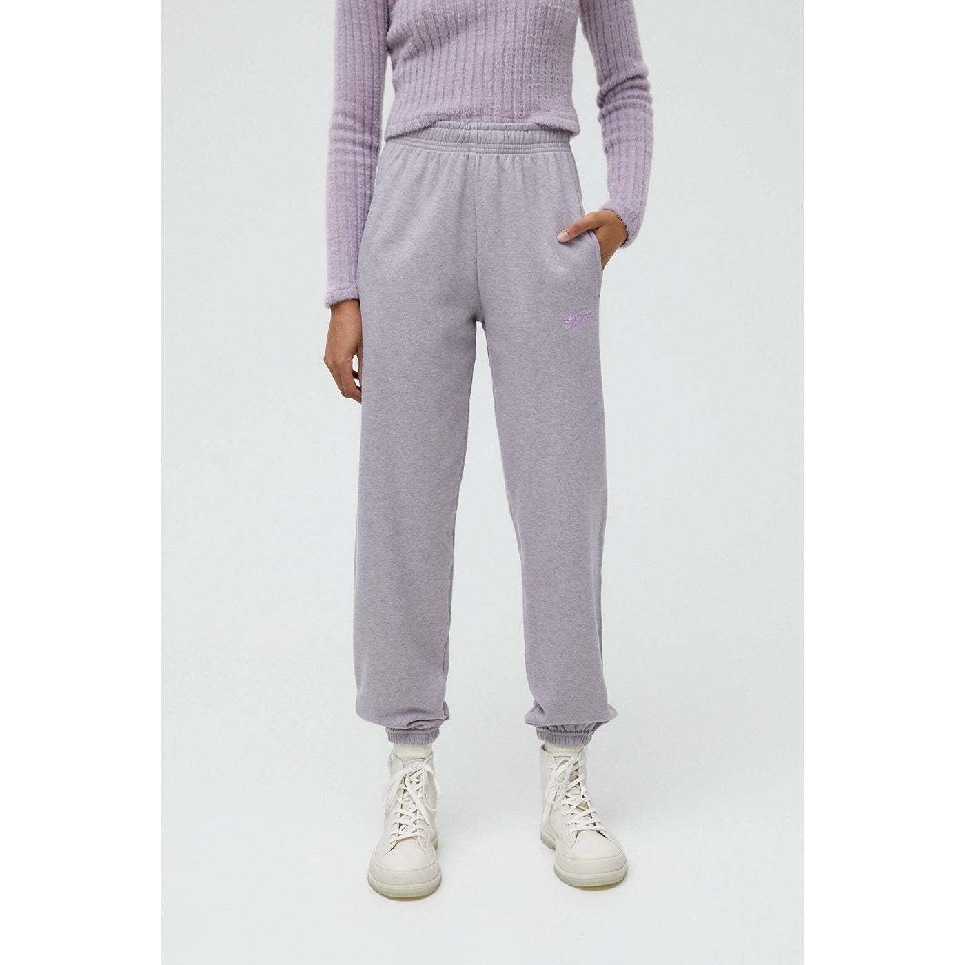 PB Embroidered STWD Lilac sweatpants | Montivo Pakistan