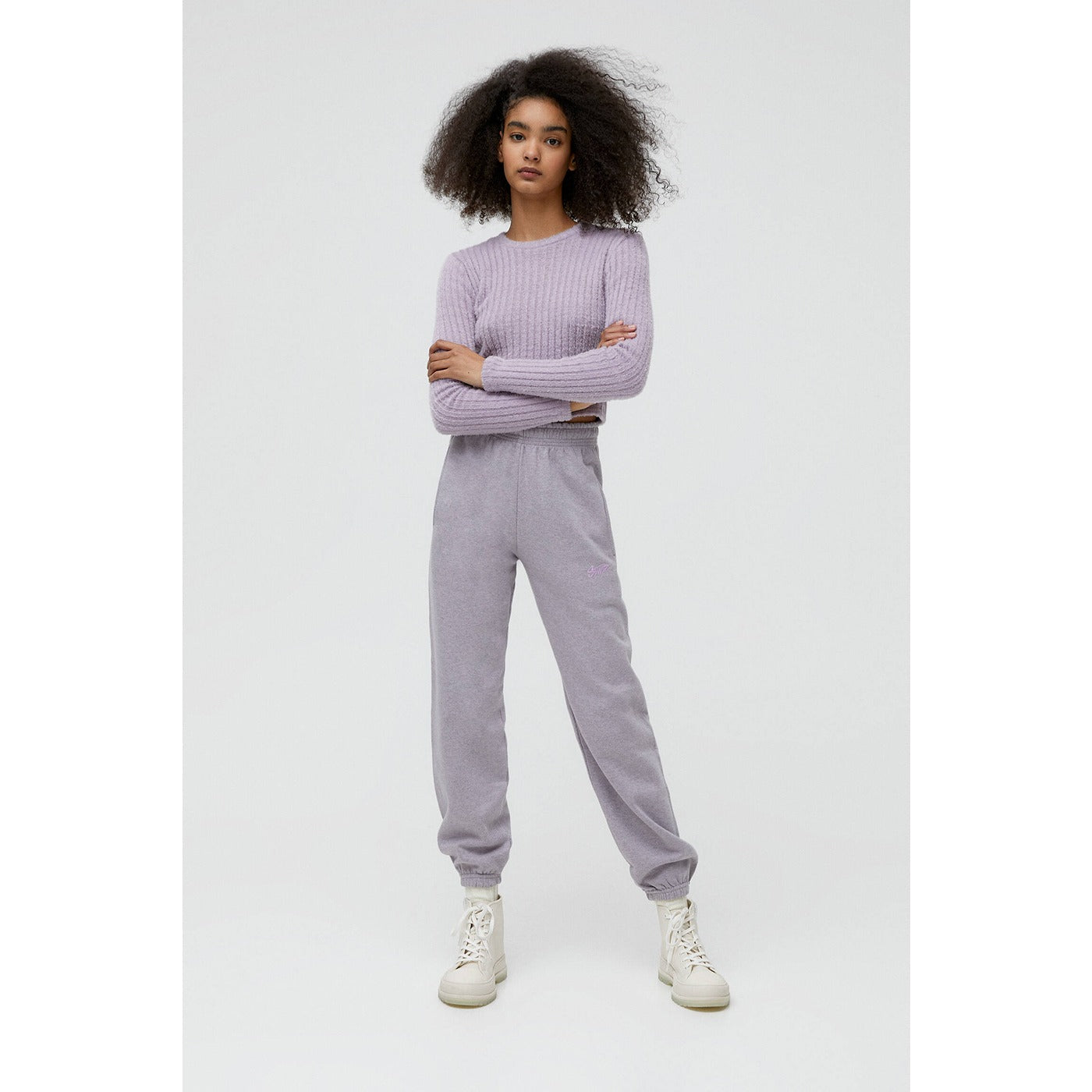 PB Embroidered STWD Lilac sweatpants | Montivo Pakistan