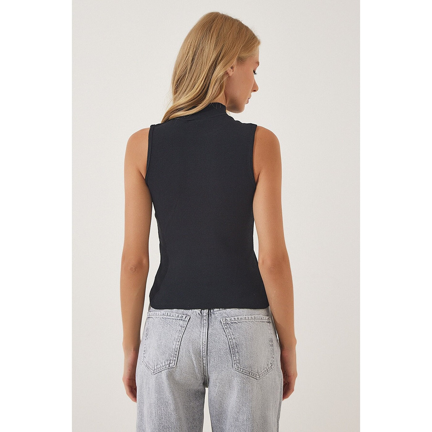 Black Turtleneck Cotton Knitted Blouse | Montivo Pakistan