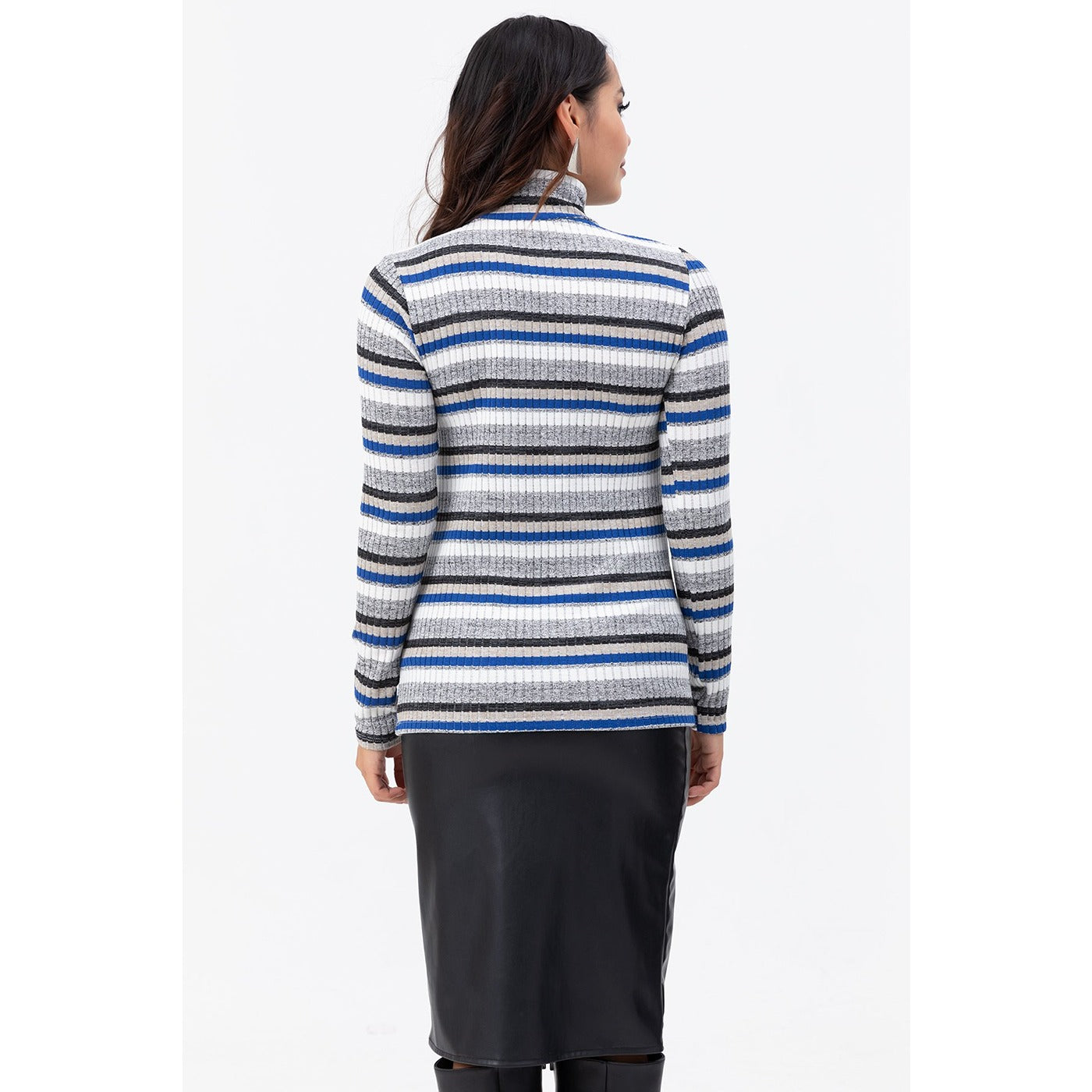 Stripes Turtleneck Knitwear Blouse | Montivo Pakistan