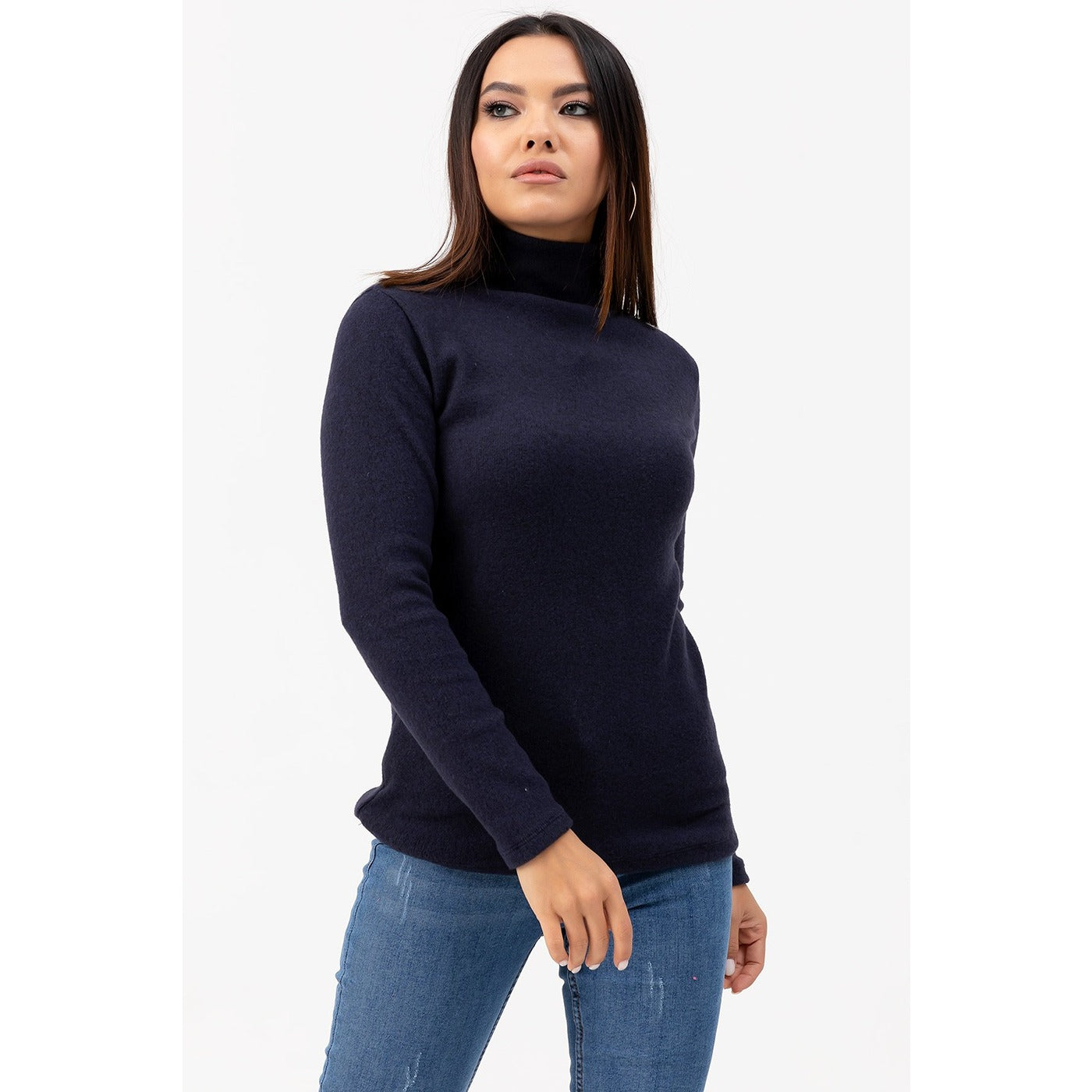 Blue Turtleneck Blouse | Montivo Pakistan