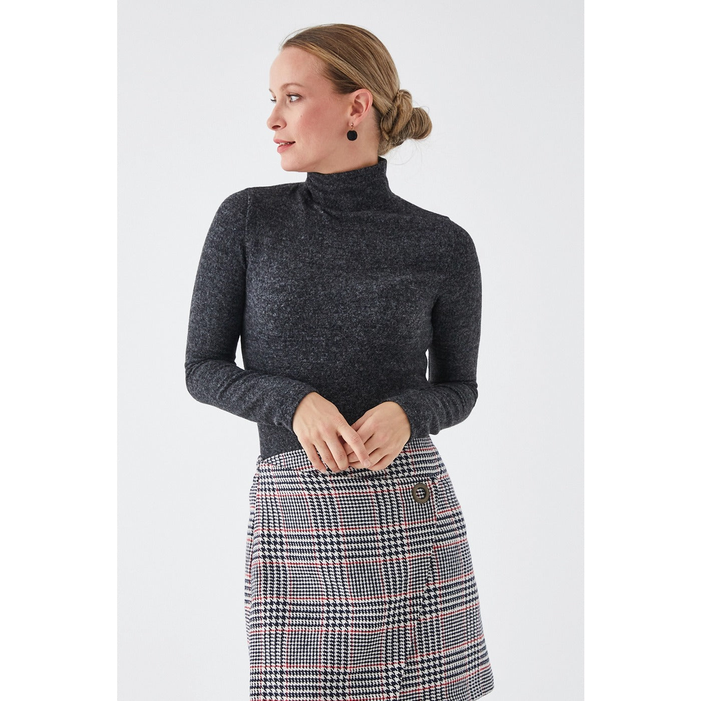 Charcoal Turtleneck Blouse | Montivo Pakistan