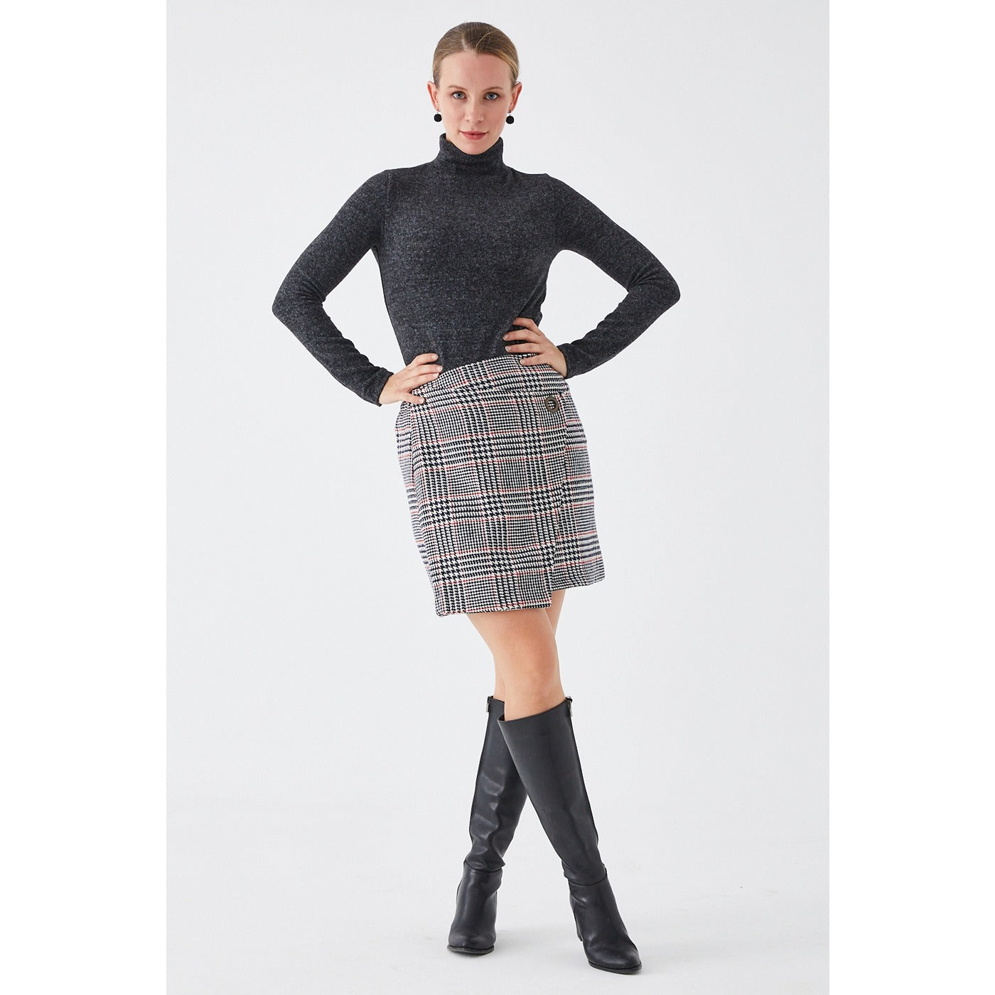 Charcoal Turtleneck Blouse | Montivo Pakistan