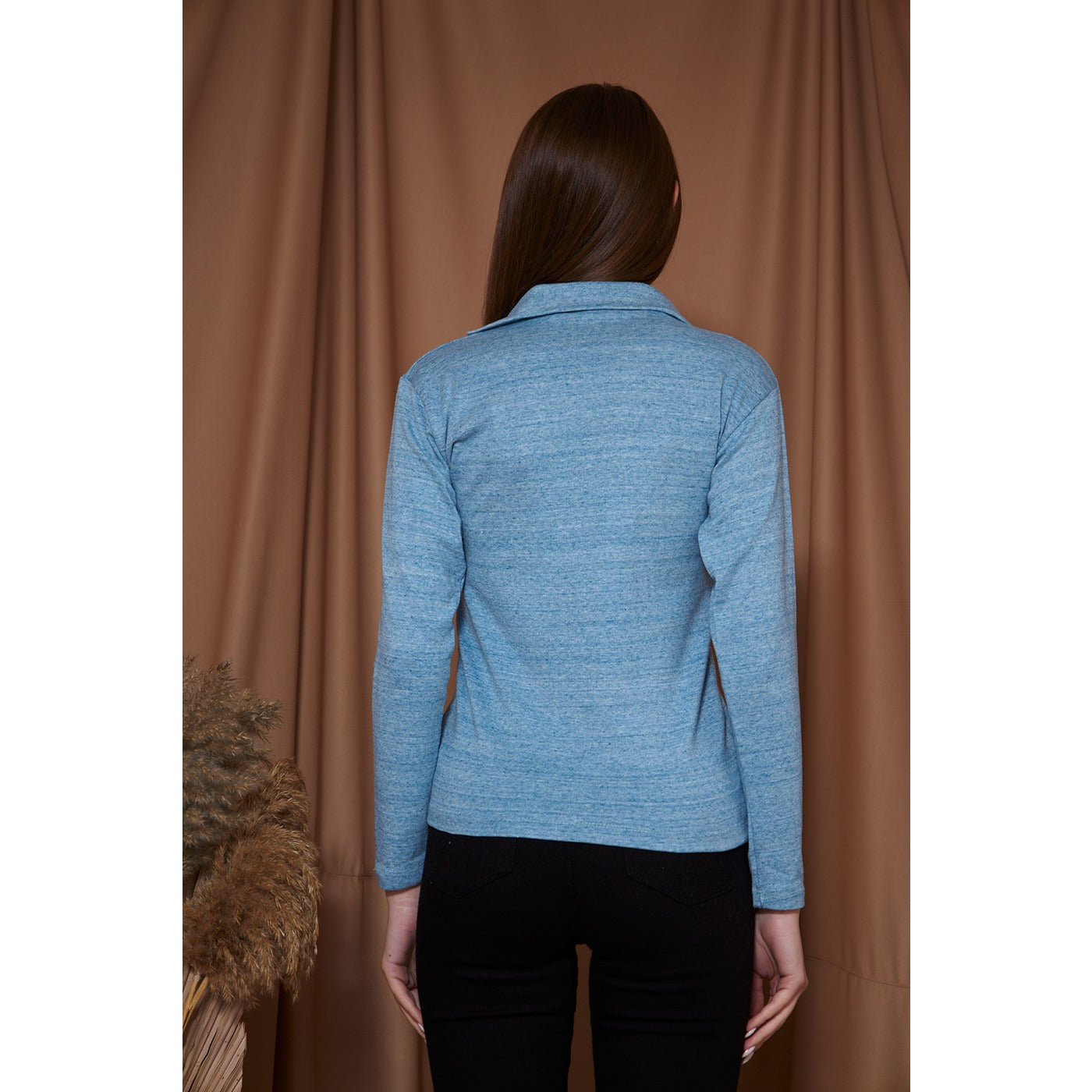 Light Blue Melange Polo Sweatshirt | Montivo Pakistan