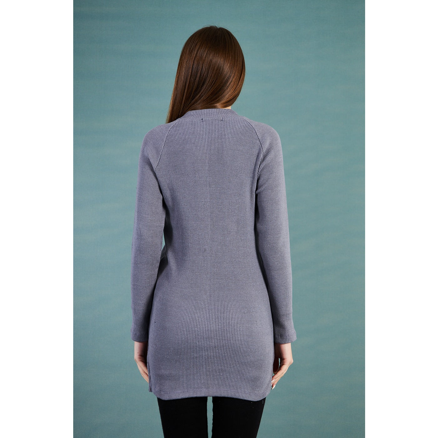 Grey Ribbed Long Sweatshirt | Montivo Pakistan