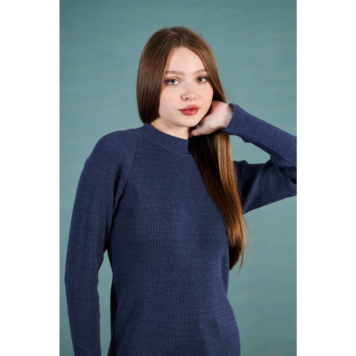 Navy Ribbed Long Sweatshirt | Montivo Pakistan