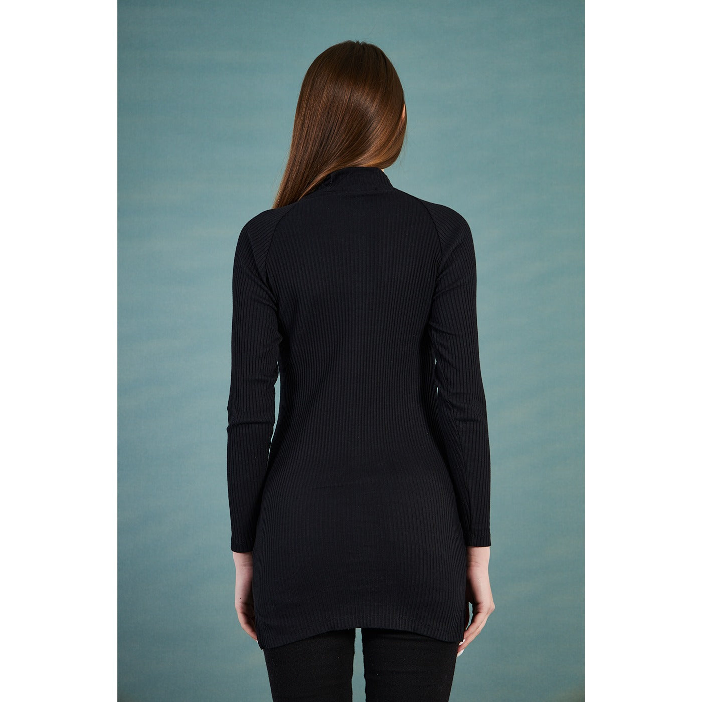 Black Ribbed Long Sweatshirt | Montivo Pakistan