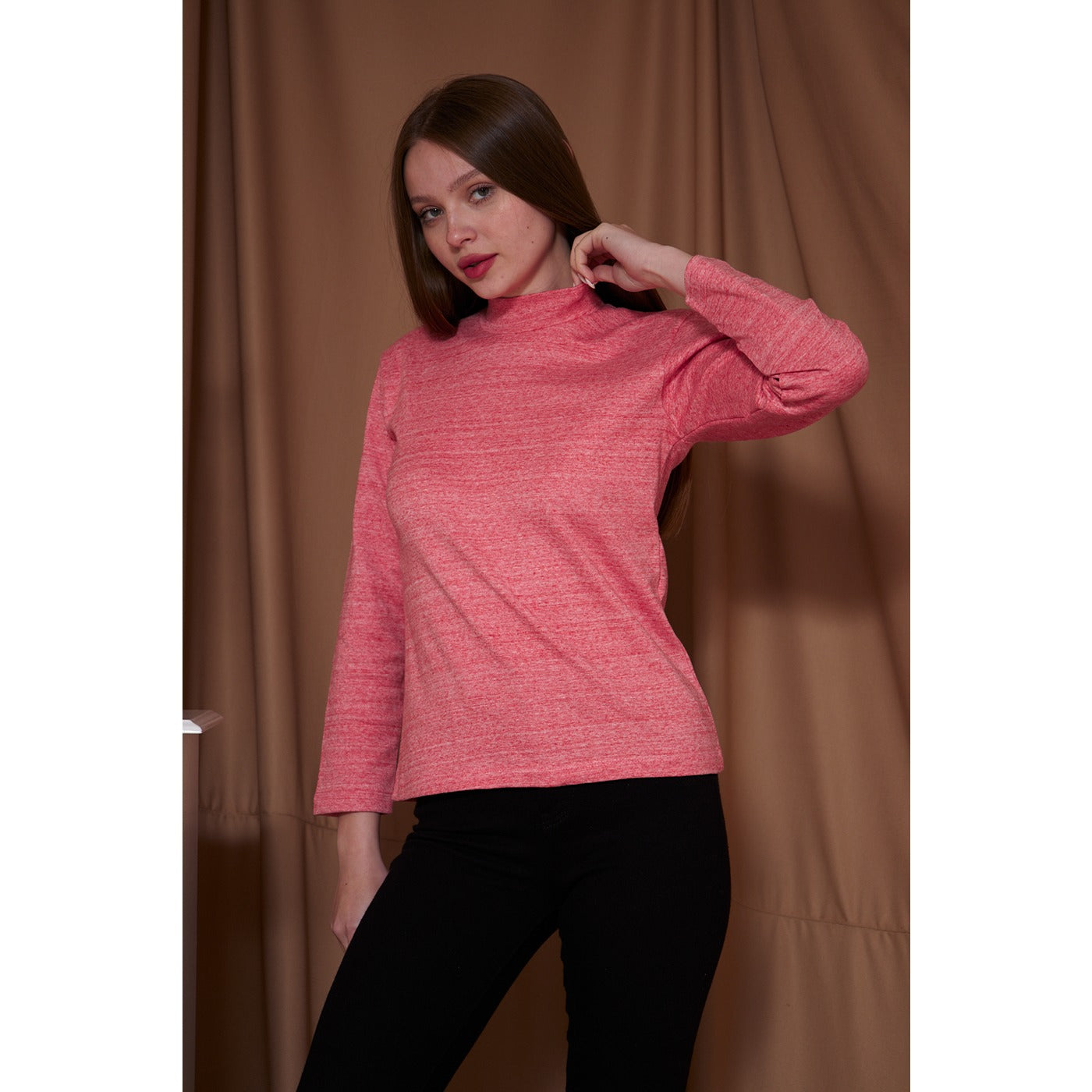 Orange Melange Mock Neck Sweatshirt | Montivo Pakistan