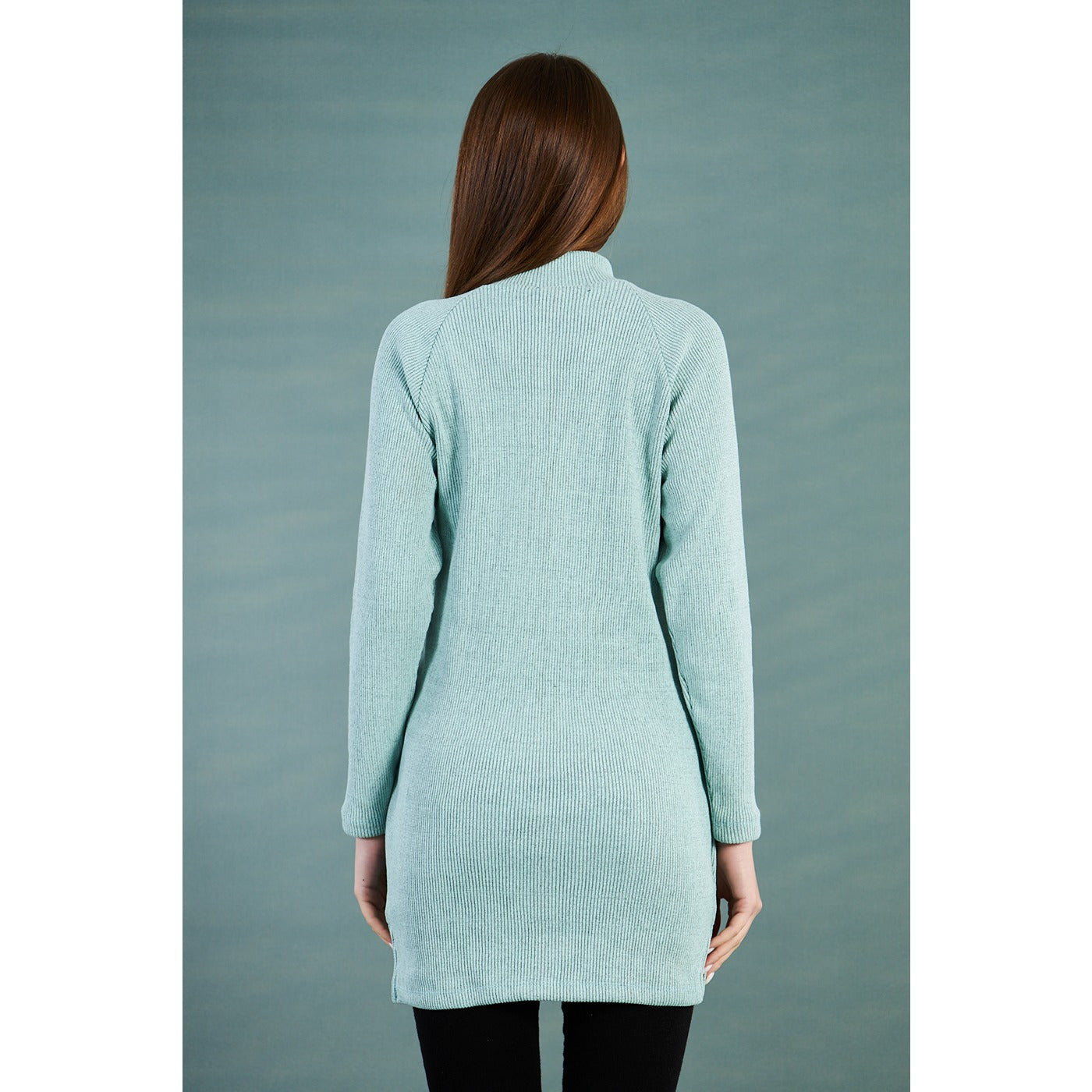 Sea Green Ribbed Long Sweatshirt | Montivo Pakistan