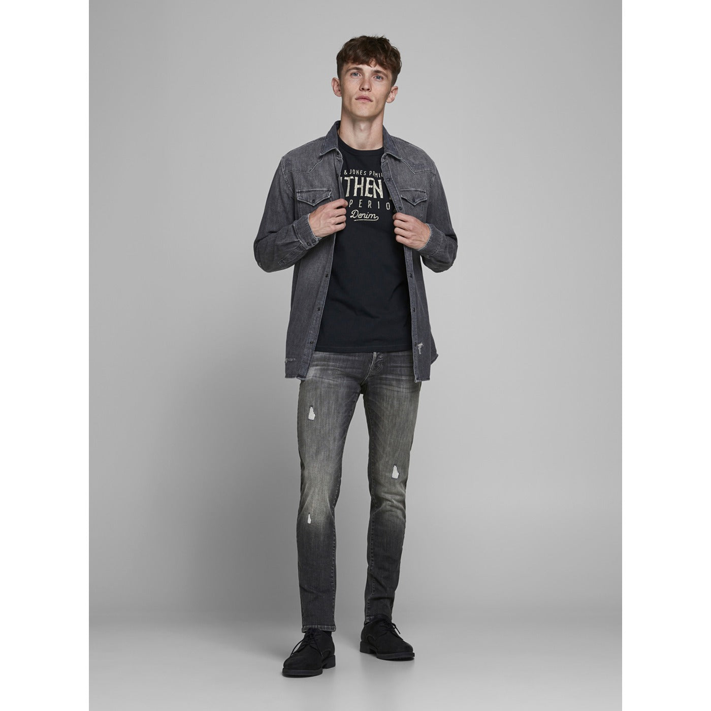 JJ Charcoal Slim Skinny Ripped Jeans | Montivo Pakistan