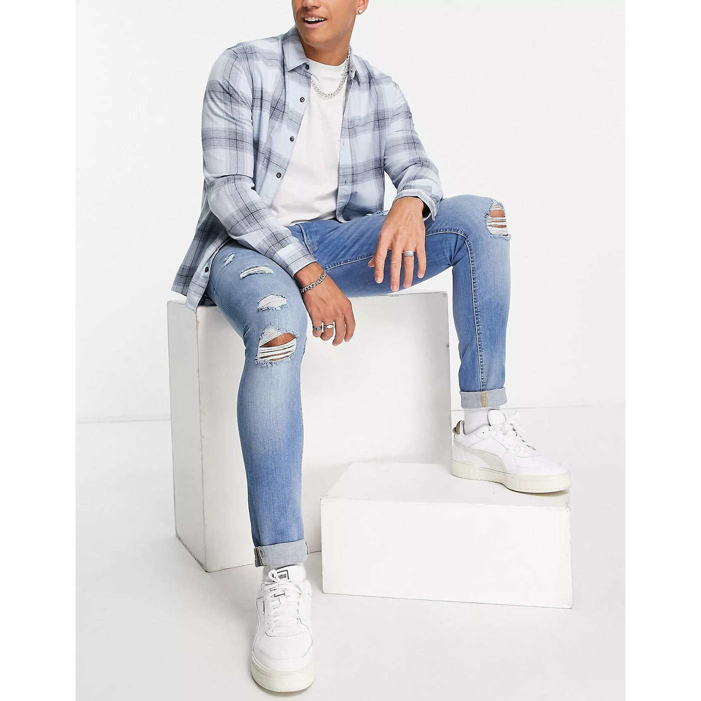 JJ Skinny Light Blue Ripped Jeans | Montivo Pakistan