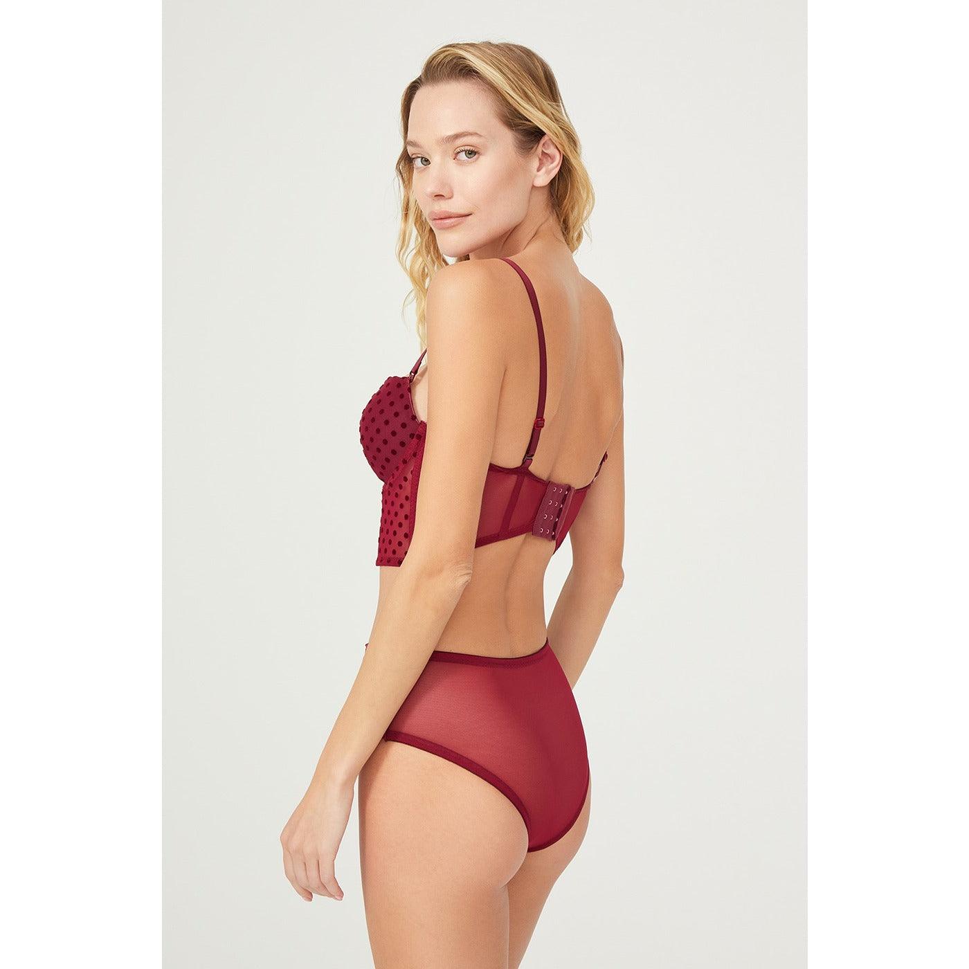 Claret Red Flock Corset Lingerie Set | Montivo Pakistan