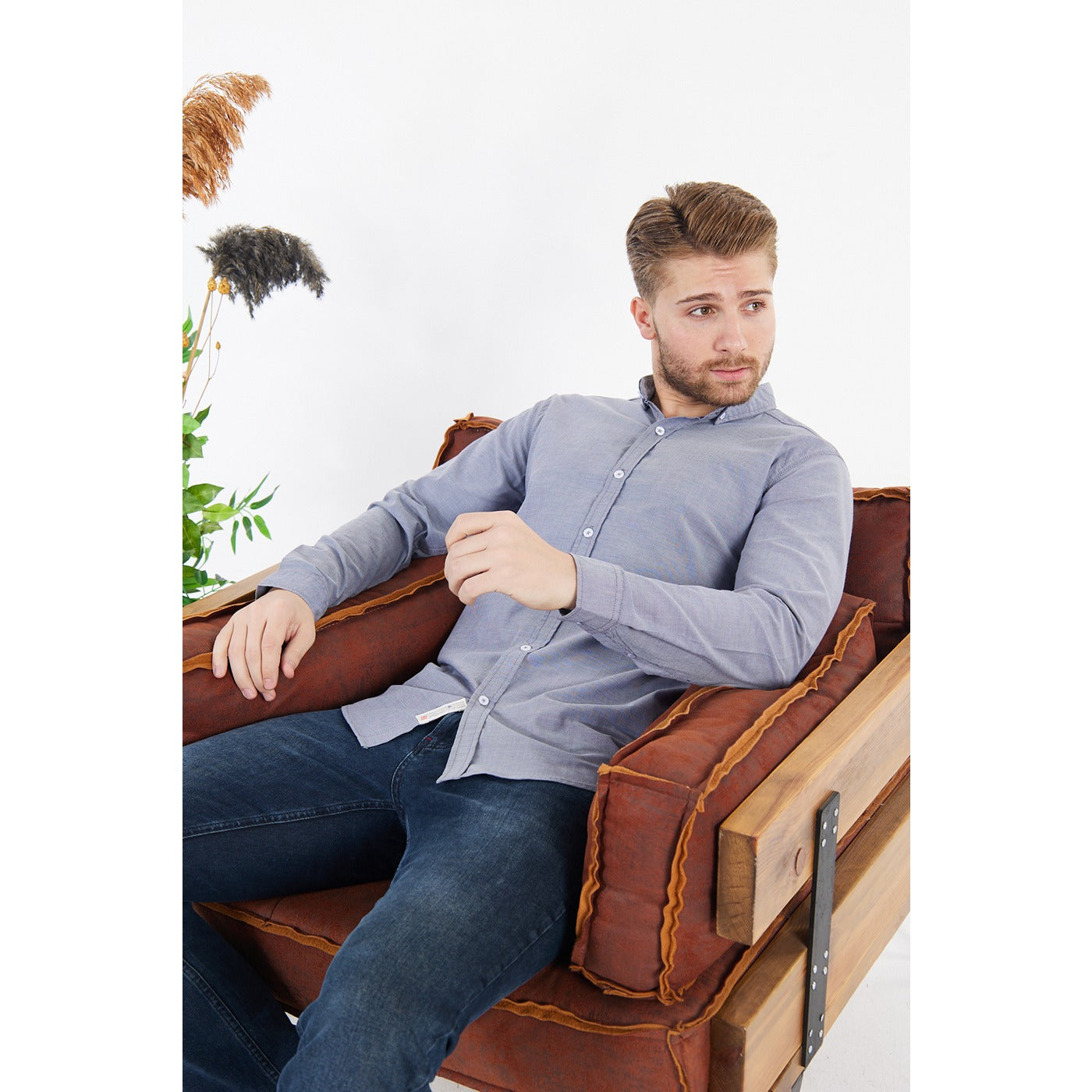 Grey Textured Button Down Shirt | Montivo Pakistan
