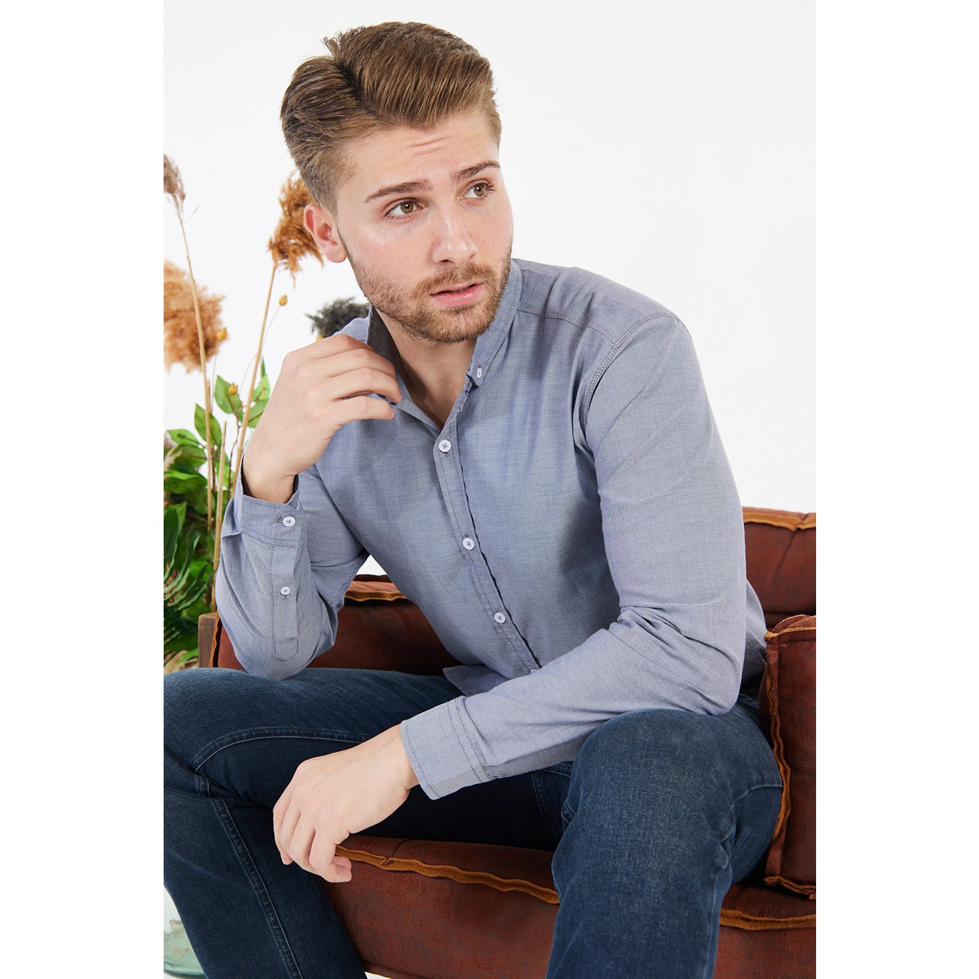 Grey Textured Button Down Shirt | Montivo Pakistan
