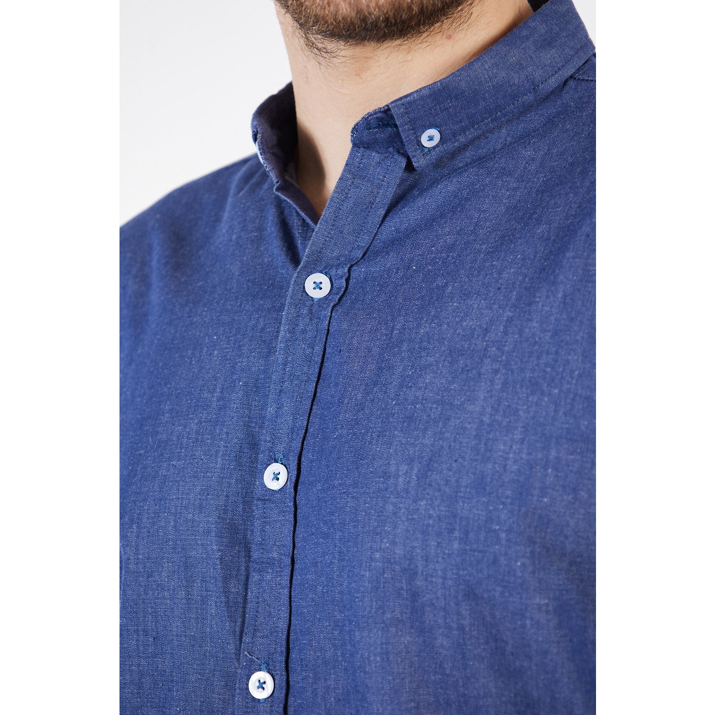 Blue Denim Cotton Button Down Shirt | Montivo Pakistan