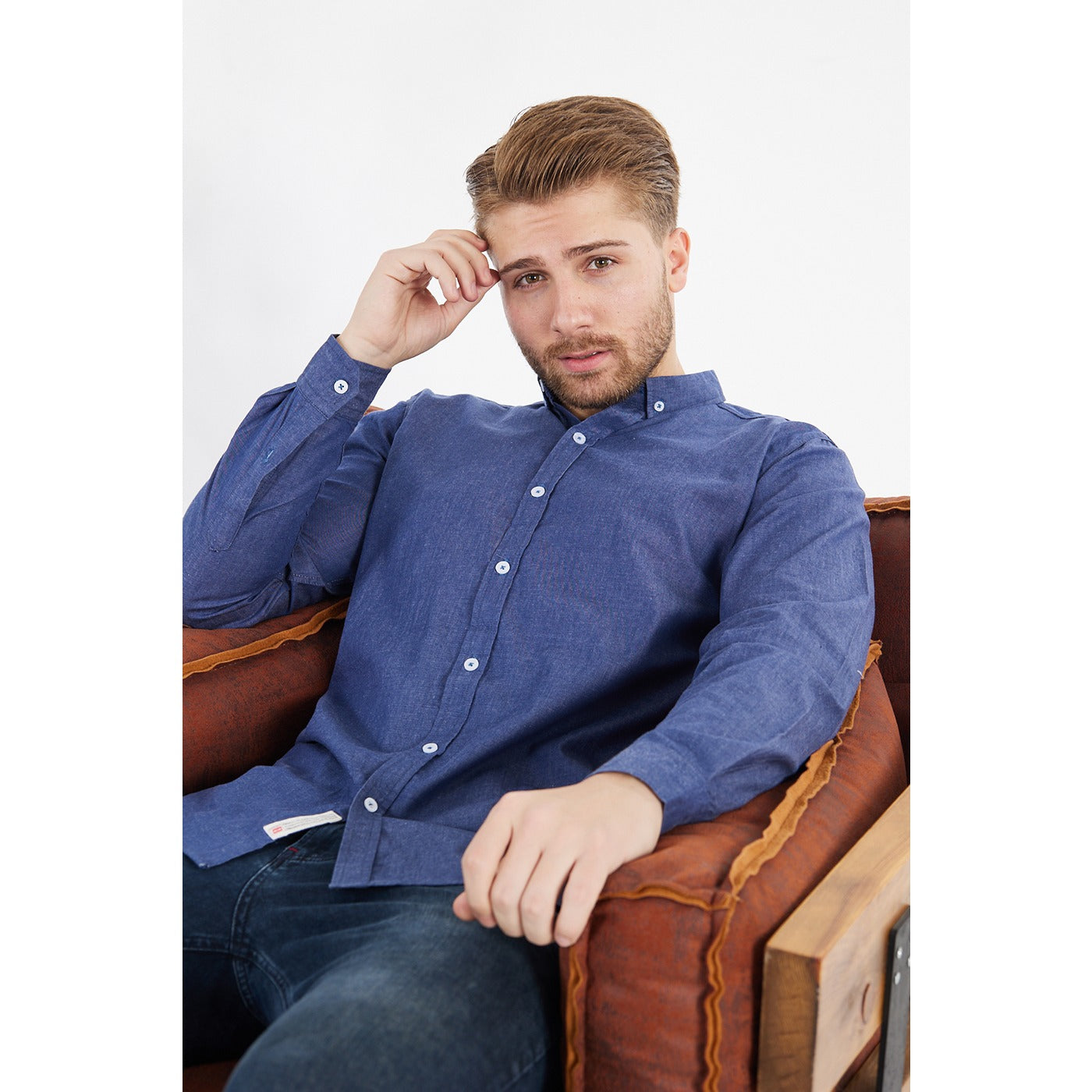 Blue Denim Cotton Button Down Shirt | Montivo Pakistan