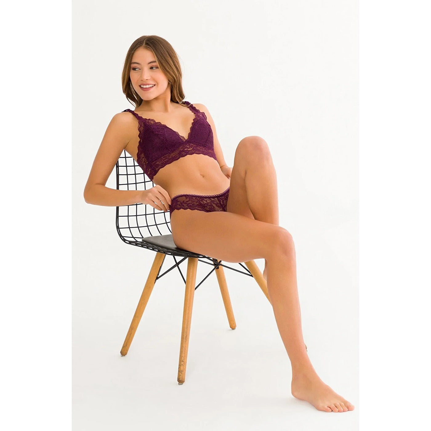 Purple Lace Triangle Pattern Lingerie Set | Montivo Pakistan