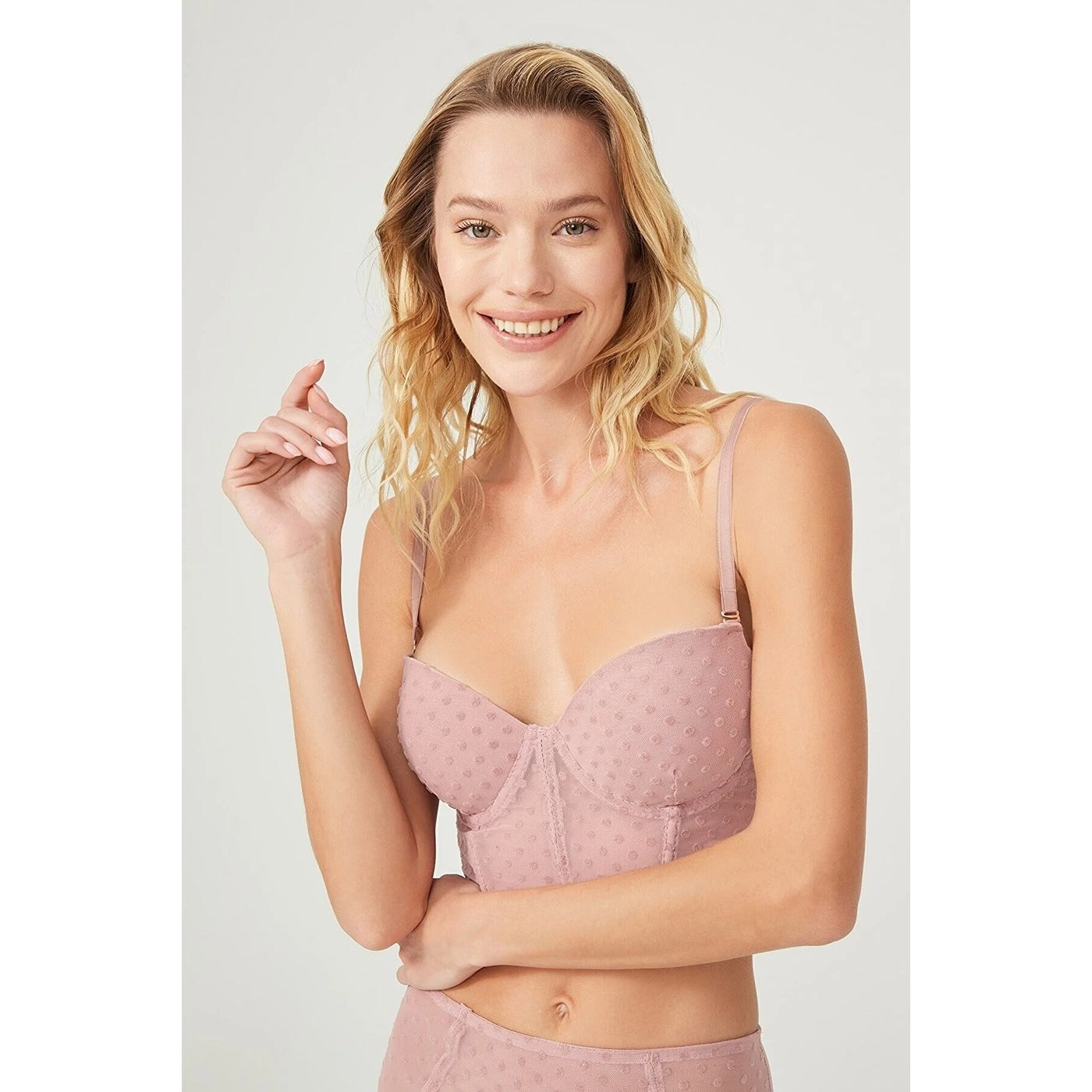 Peach Flock Corset Lingerie Set | Montivo Pakistan