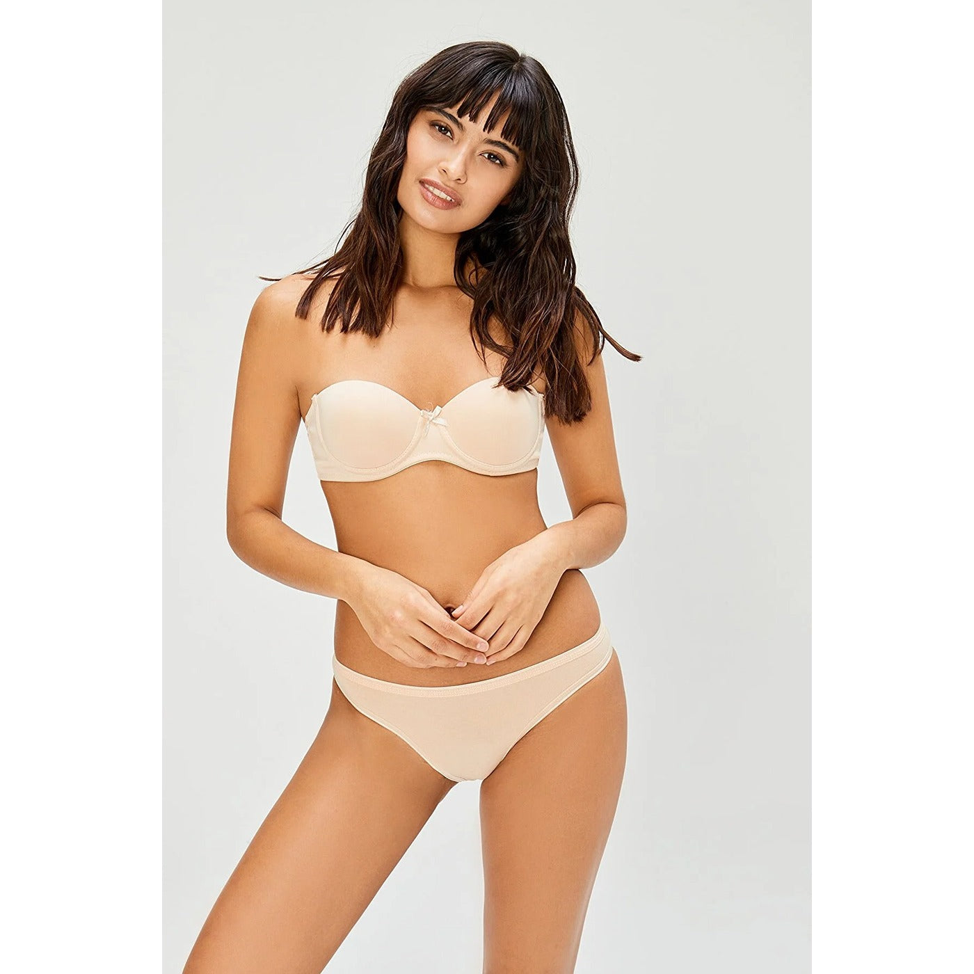 Supported Cream Strapless Lingerie Set | Montivo Pakistan