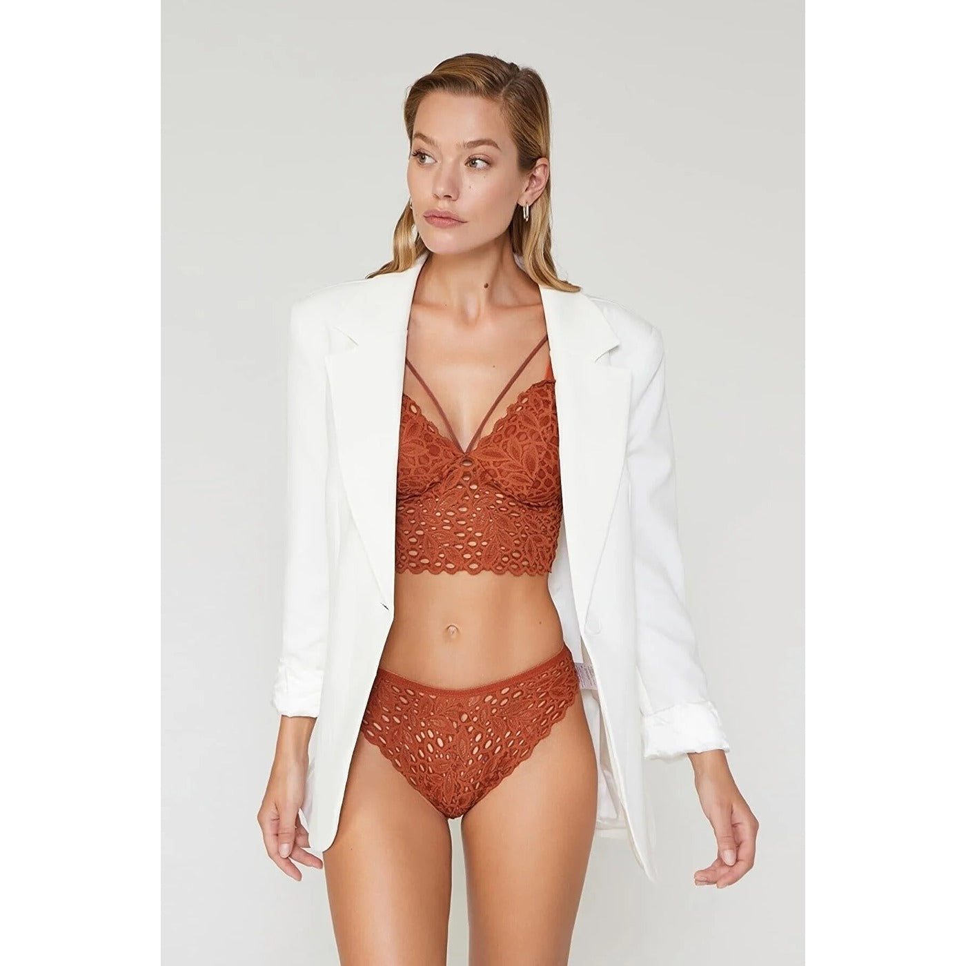 Lacy Rust Bralette Lingerie Set | Montivo Pakistan