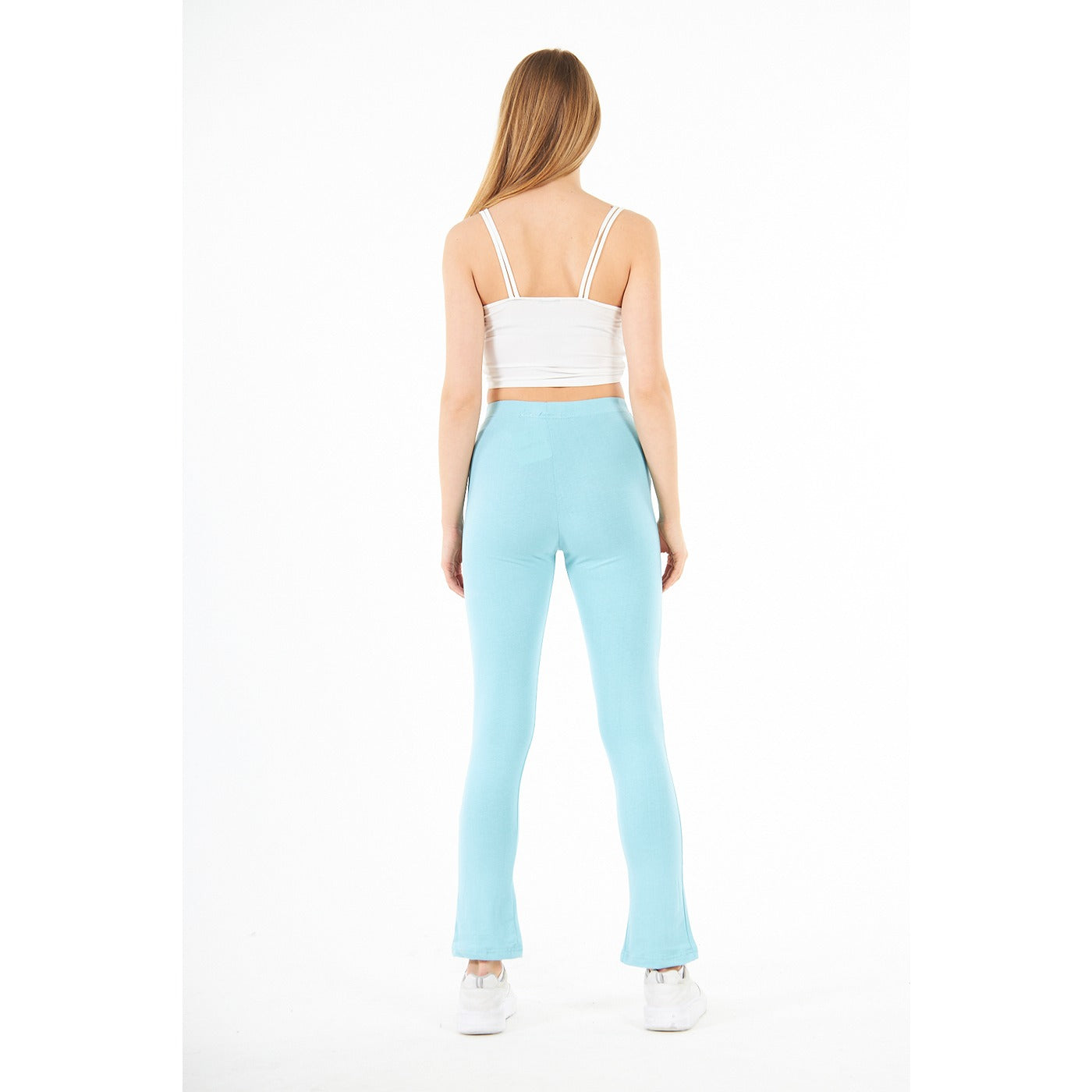 Light Blue Split Hem Leggings | Montivo Pakistan