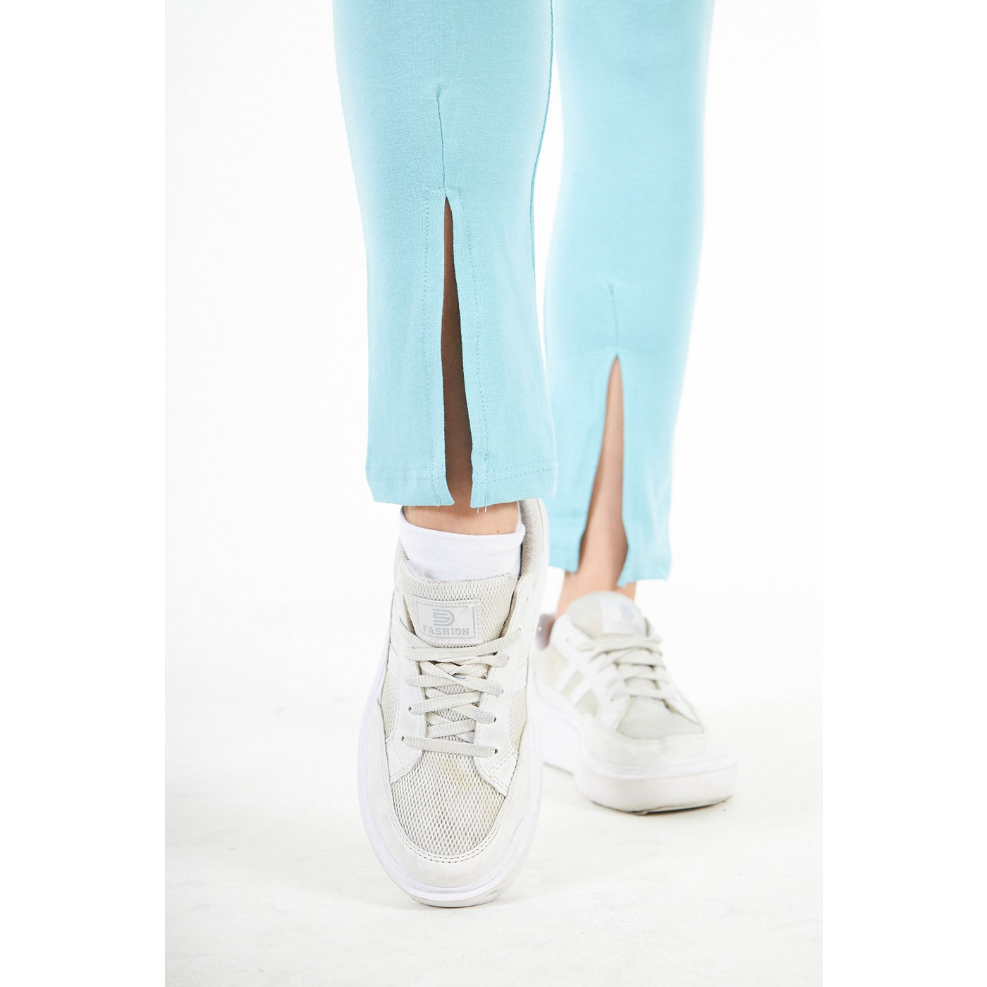 Light Blue Split Hem Leggings | Montivo Pakistan