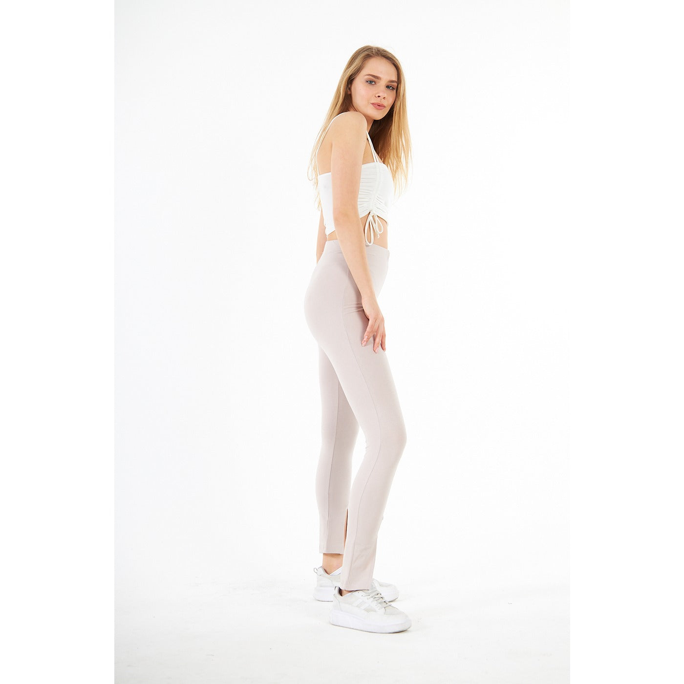 Nude Split Hem Leggings | Montivo Pakistan