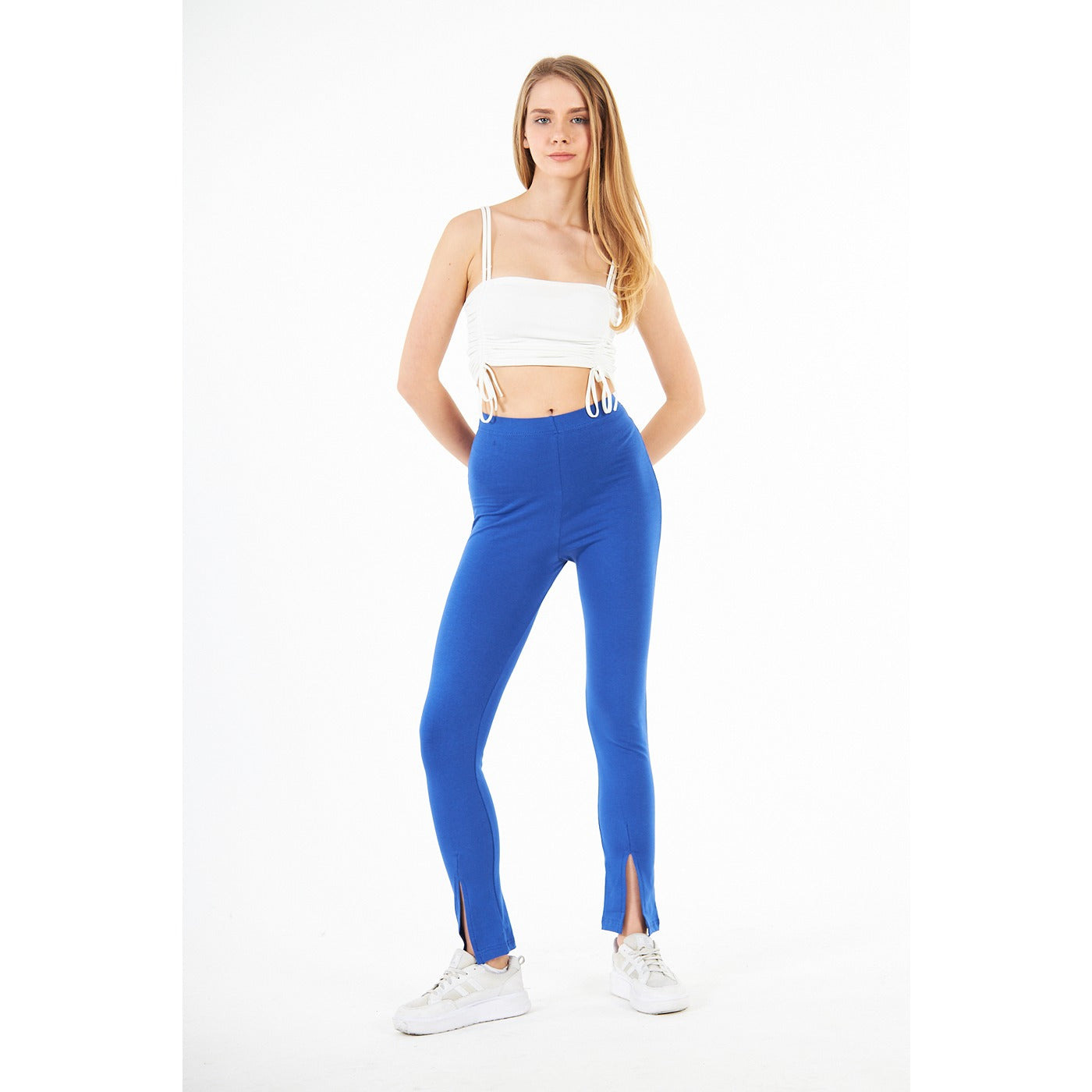 Royal Blue Split Hem Leggings | Montivo Pakistan