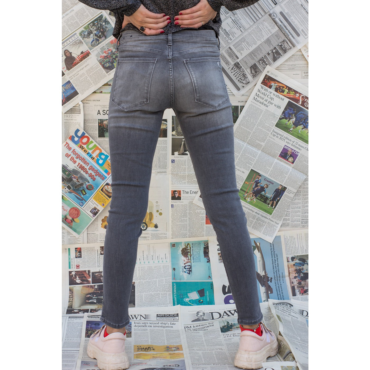 Grey Skinny Ripped Jeans Montivo