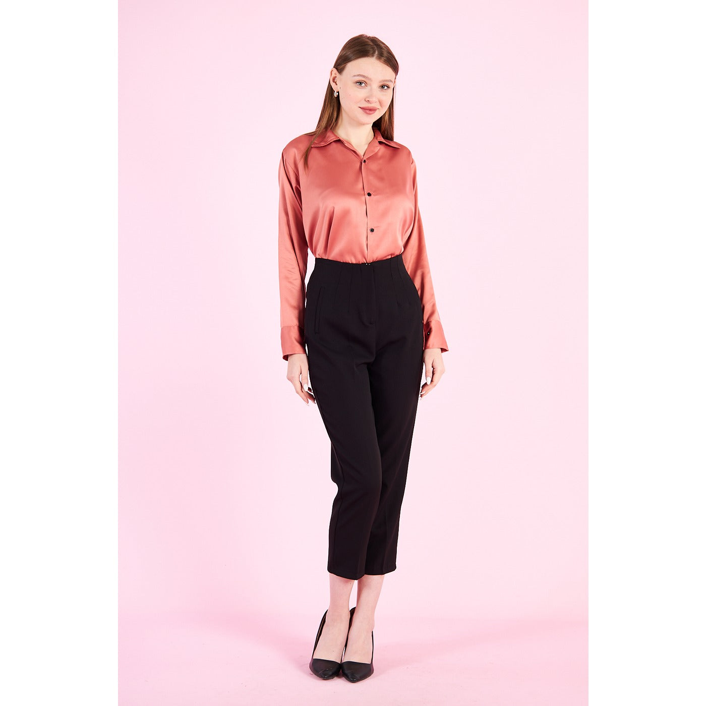 Pink Cuban Collar Satin Shirt | Montivo Pakistan