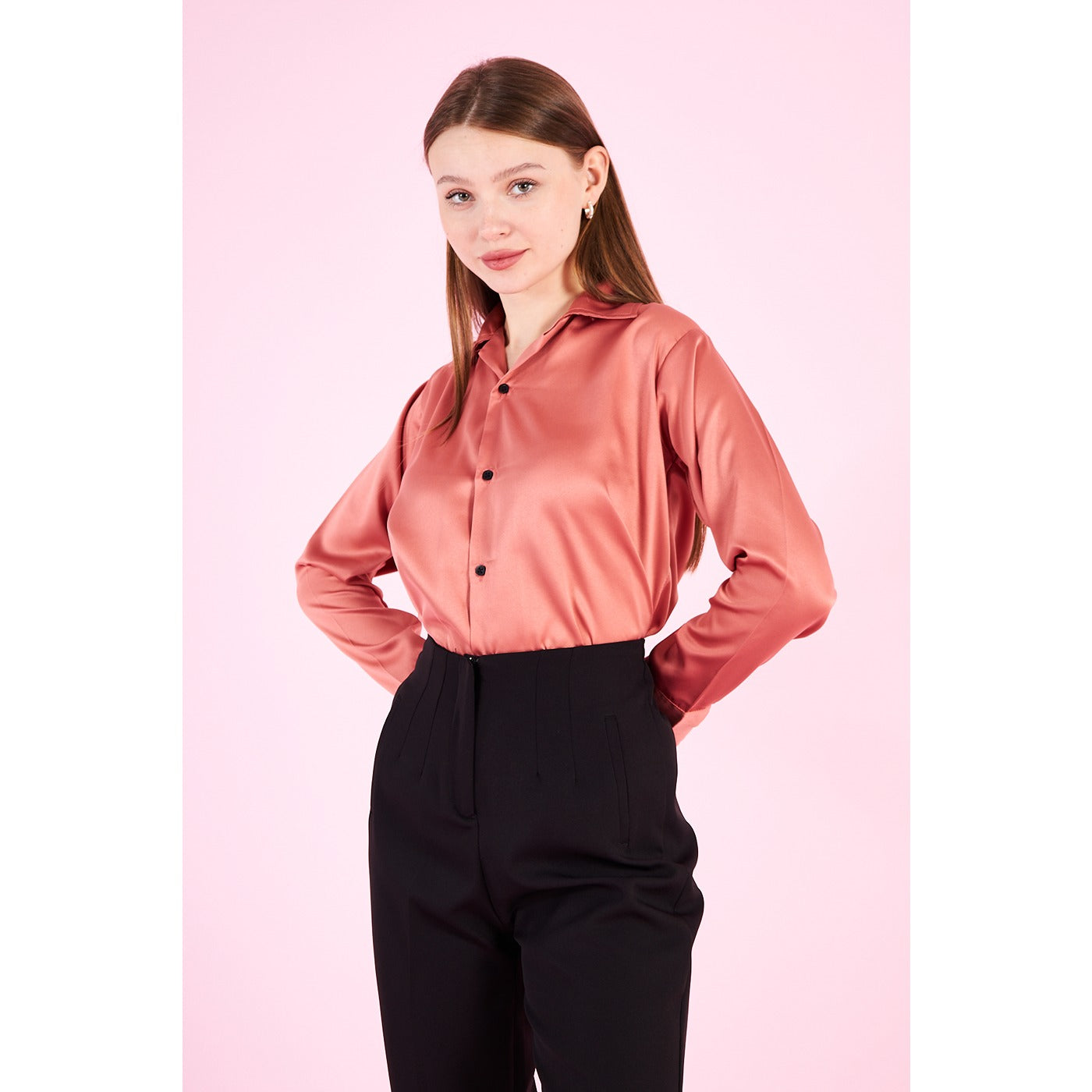 Pink Cuban Collar Satin Shirt | Montivo Pakistan