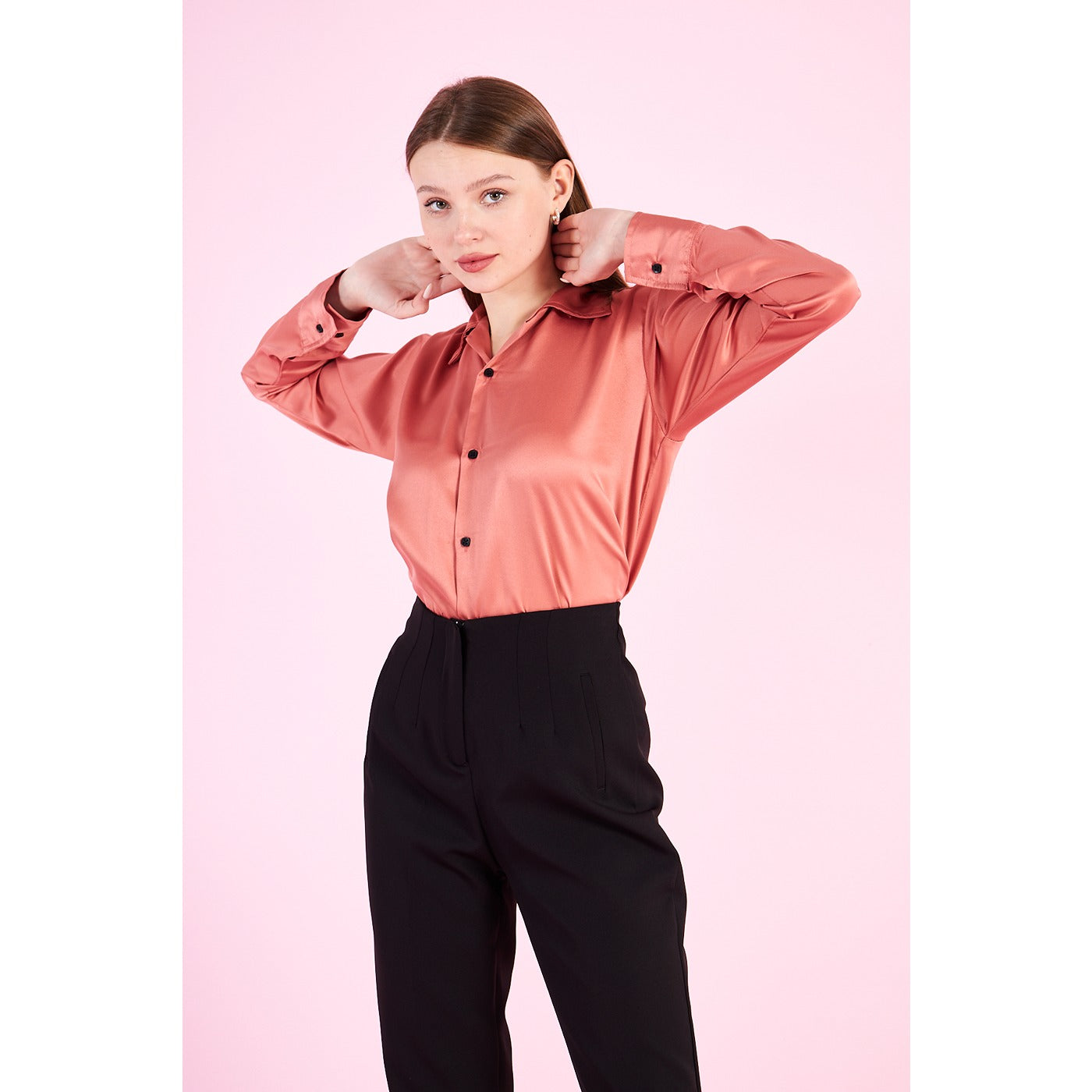 Pink Cuban Collar Satin Shirt | Montivo Pakistan
