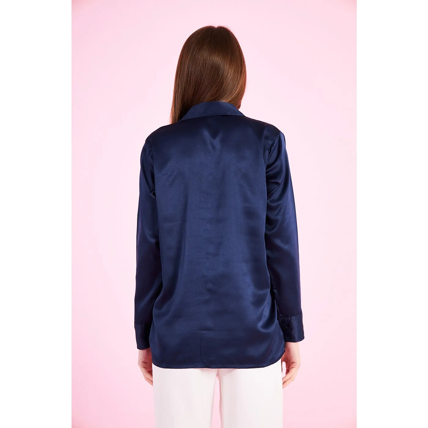 Blue Cuban Collar Satin Shirt | Montivo Pakistan
