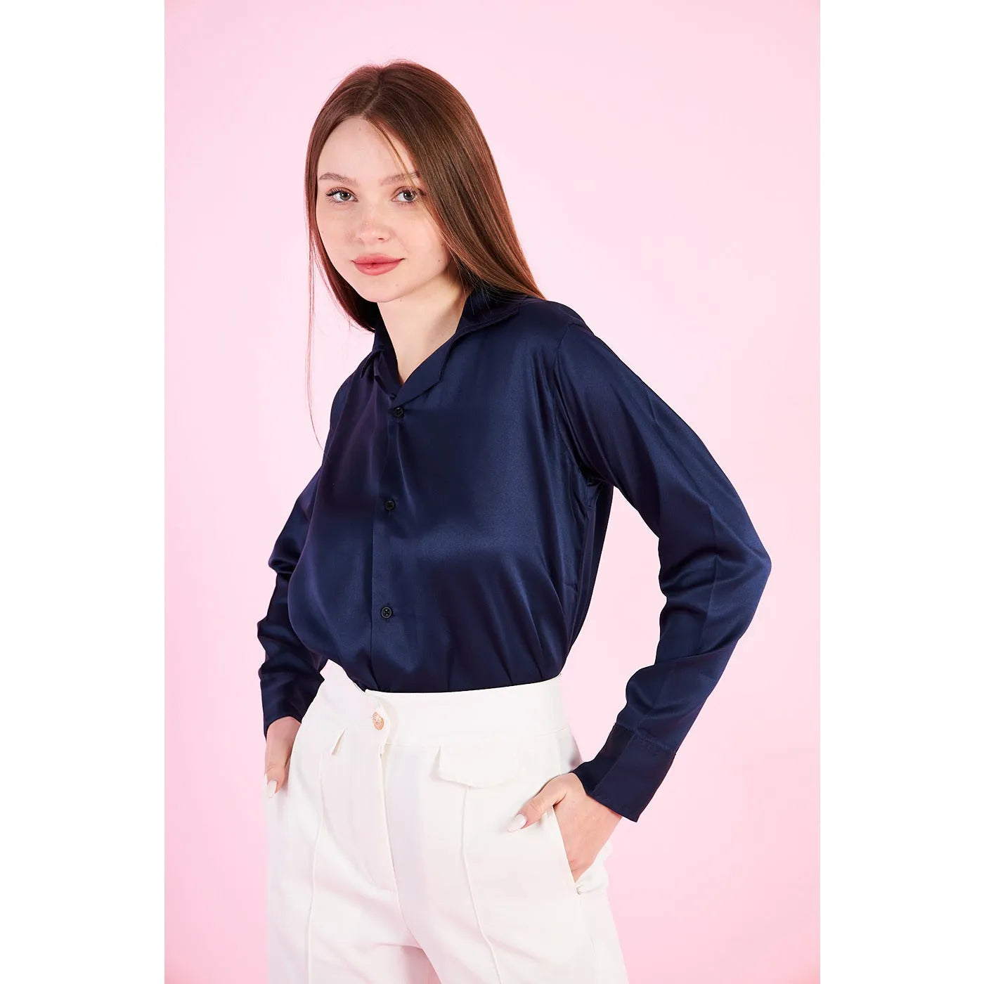 Blue Cuban Collar Satin Shirt | Montivo Pakistan