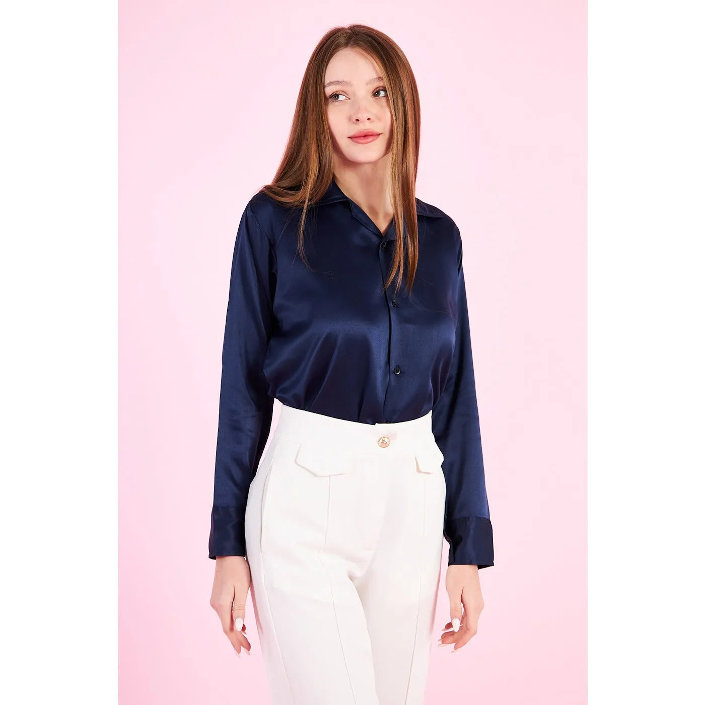 Blue Cuban Collar Satin Shirt | Montivo Pakistan